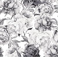Vista 11 de Blooming Wall PS040 - Papel pintado autoadhesivo autoadhesivo de peonía fresca y rosa extraíble para despegar y pegar