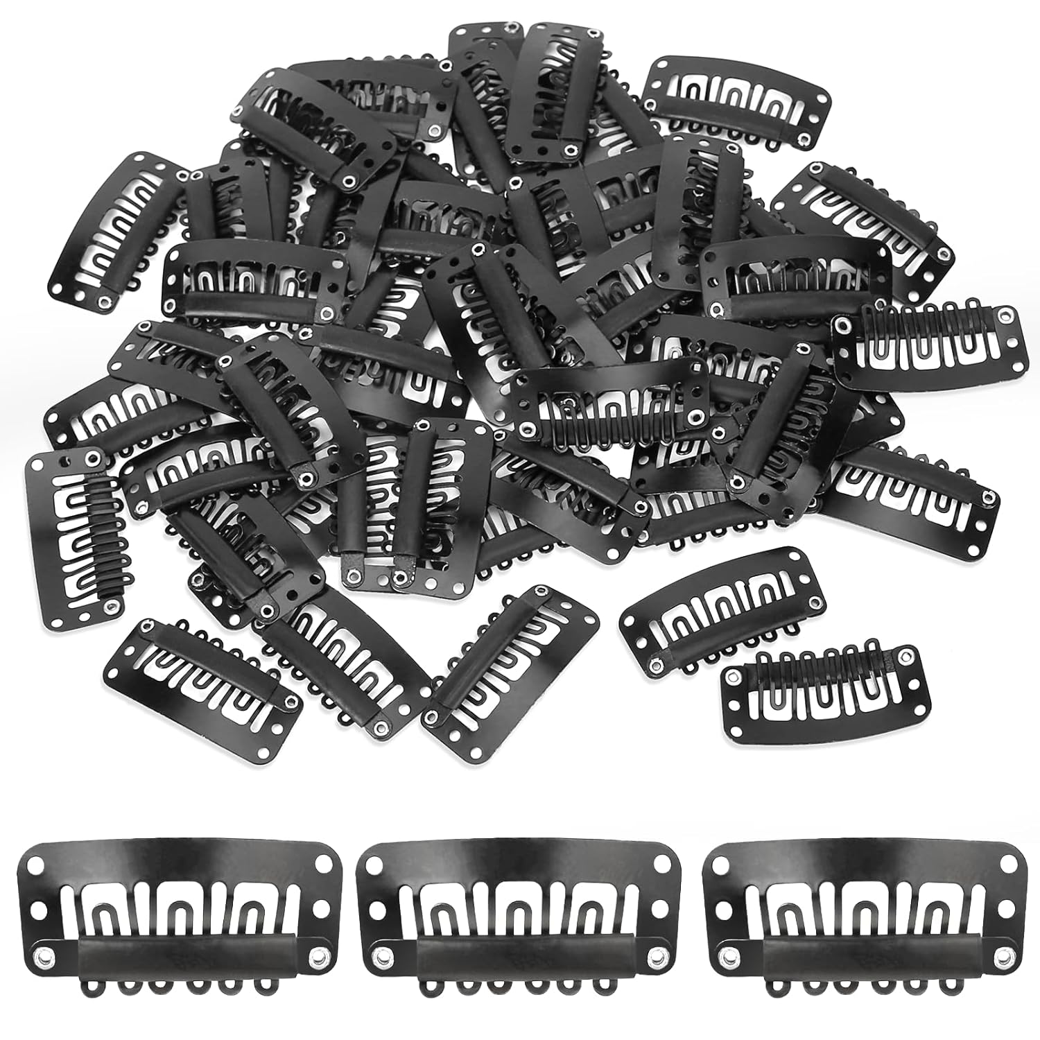 50pcs Wigs Snap Clips Hair Extension Clips 6Teeth UShape