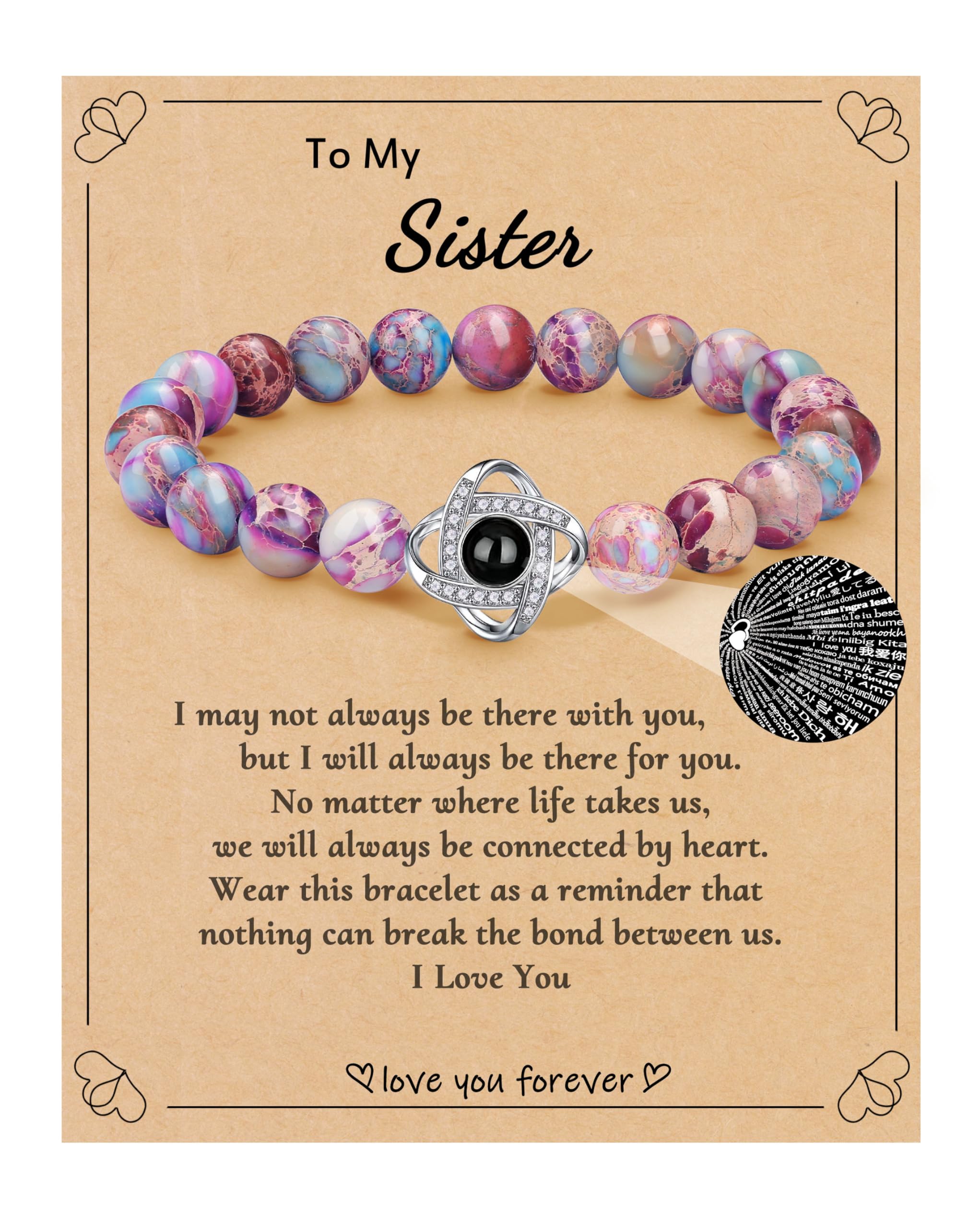 JSJOYI love you 100 Languages Bracelets Christmas Gifts for Mom Girlfriend Wife To My Daughter Granddaughter Sister Stocking Stuffers for Teens Women Jewelry