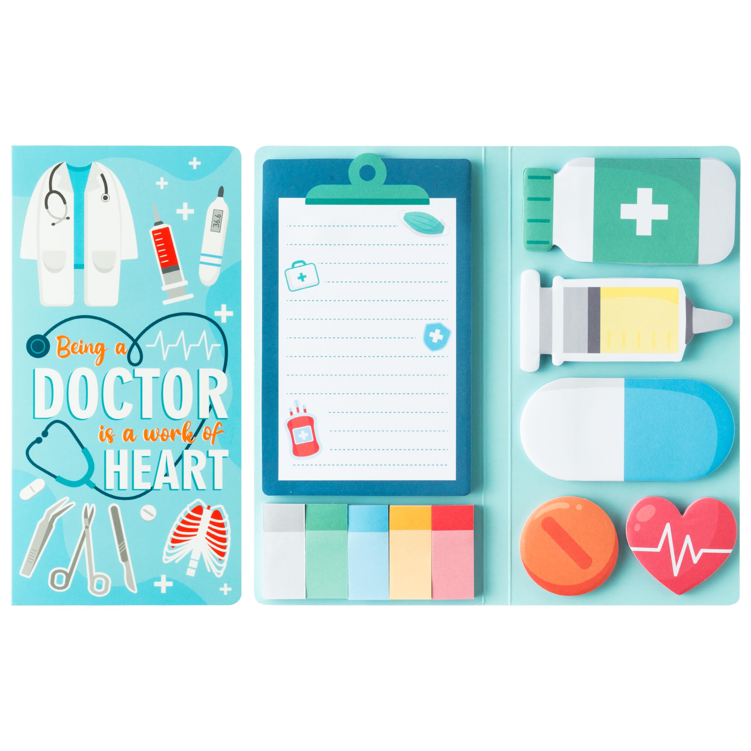 B1ykin Cute Sticky Notes Set - Being A Doctor is A Work of Heart Self-Stick Notes Pad, 550 Sheets Writing Memo Pages Sticky Notepad for Teacher