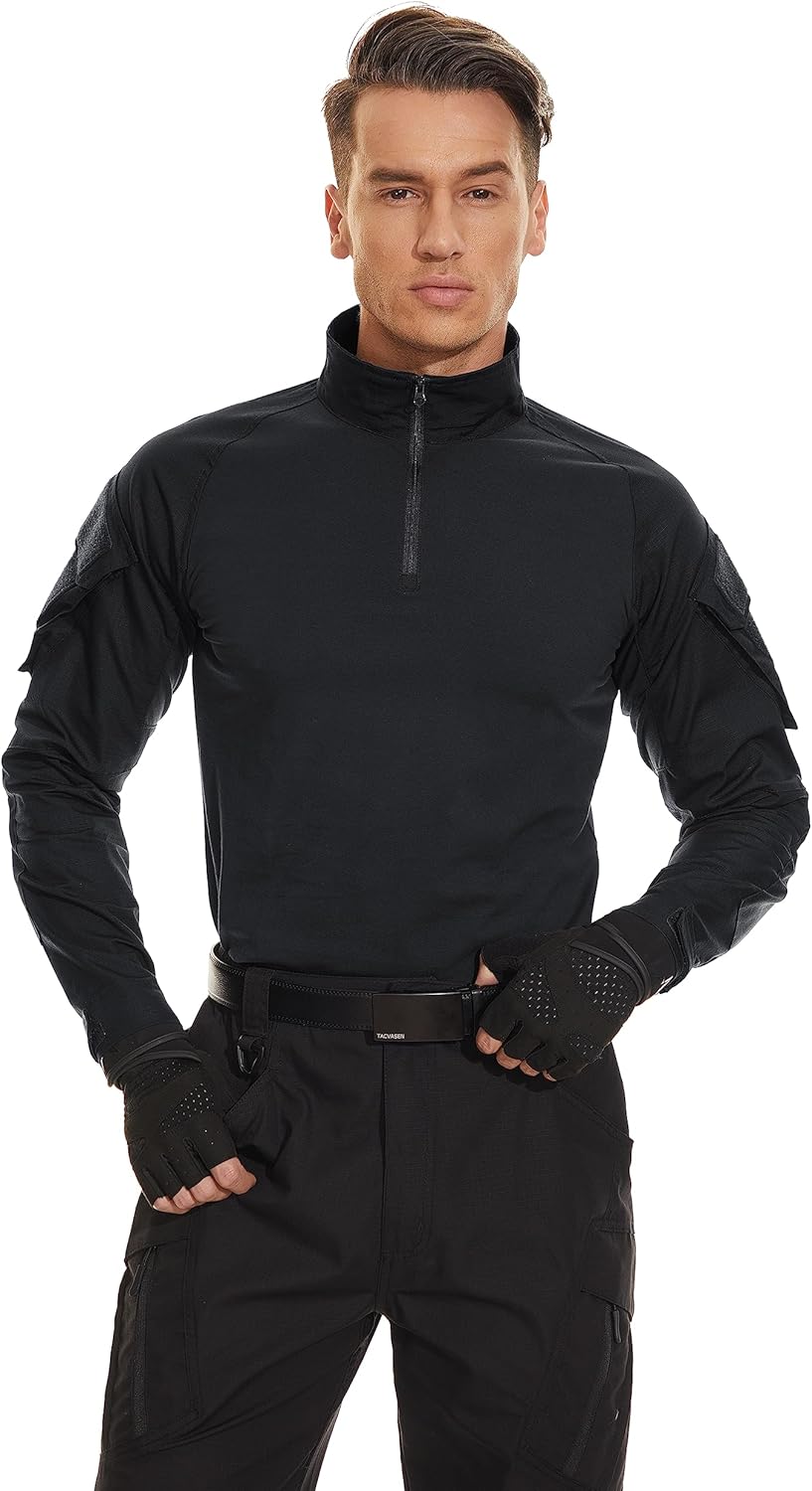 TACVASEN Men's Tactical Shirt Long Sleeve Combat Shirt 1/4 Zip with Pockets Military Army Paintball Airsoft Breathable - Image 2