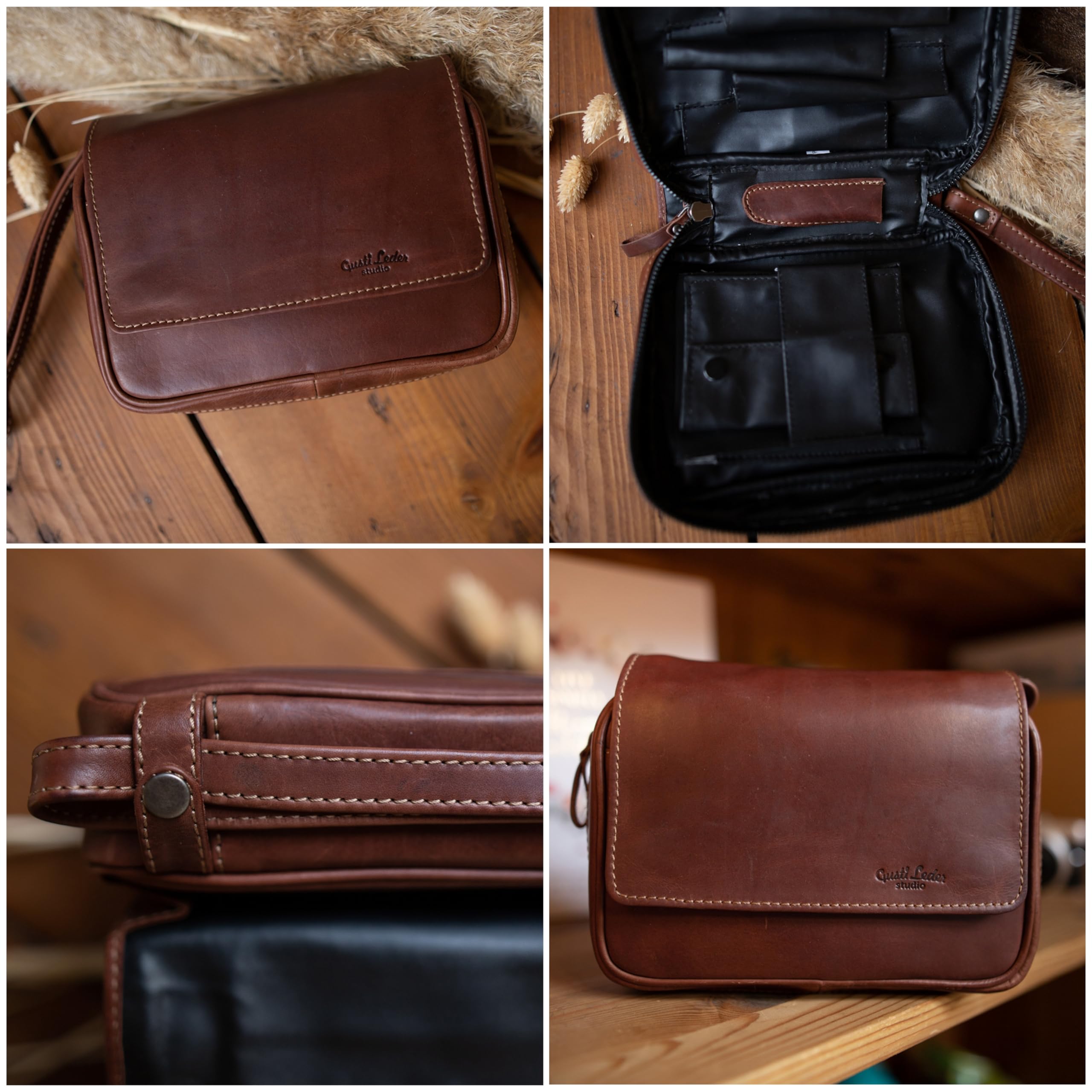 Gusti Leder studio "Rupert" Estuche de Cuero para Pipas(4) Tabaco Funda de Piel Auténtica Estilo Vintage Retro Unisex Regalo Elegante 2T3-22-6
