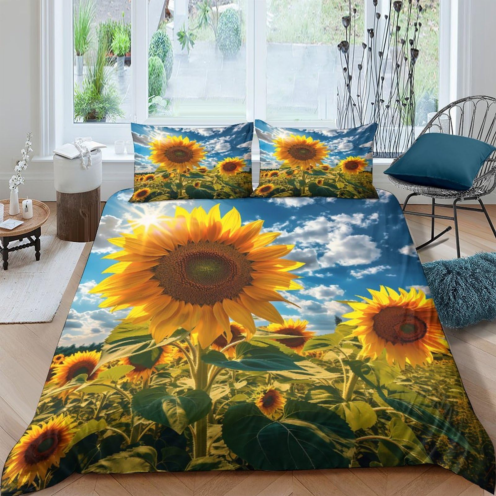 Parure de lit housse de couette tournesol 3d imprimé pour adultes enfants king size 220x240cm