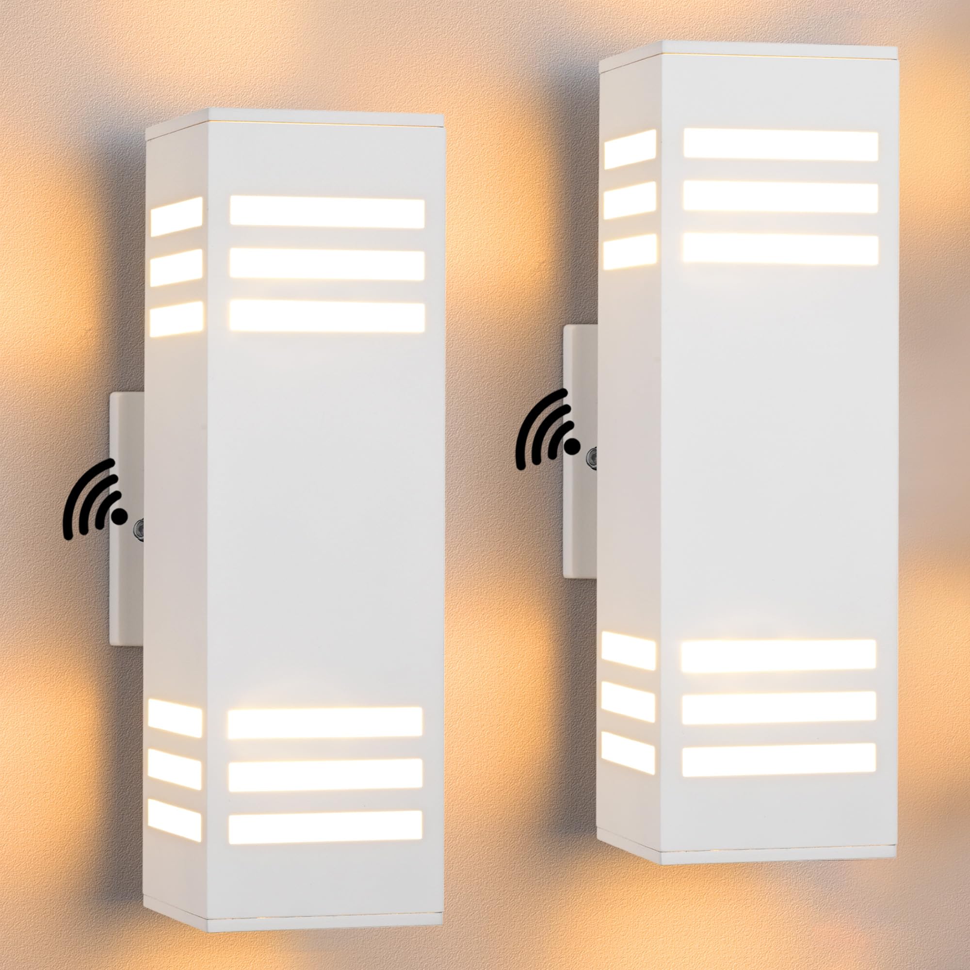 Housen Solutions Dusk to Dawn Outdoor Lighting, IP65 Waterproof Exterior Light Fixtures, 2 Pack Sensor Porch Light Outdoor Wall Sconce for House Garage, Matte White Aluminum