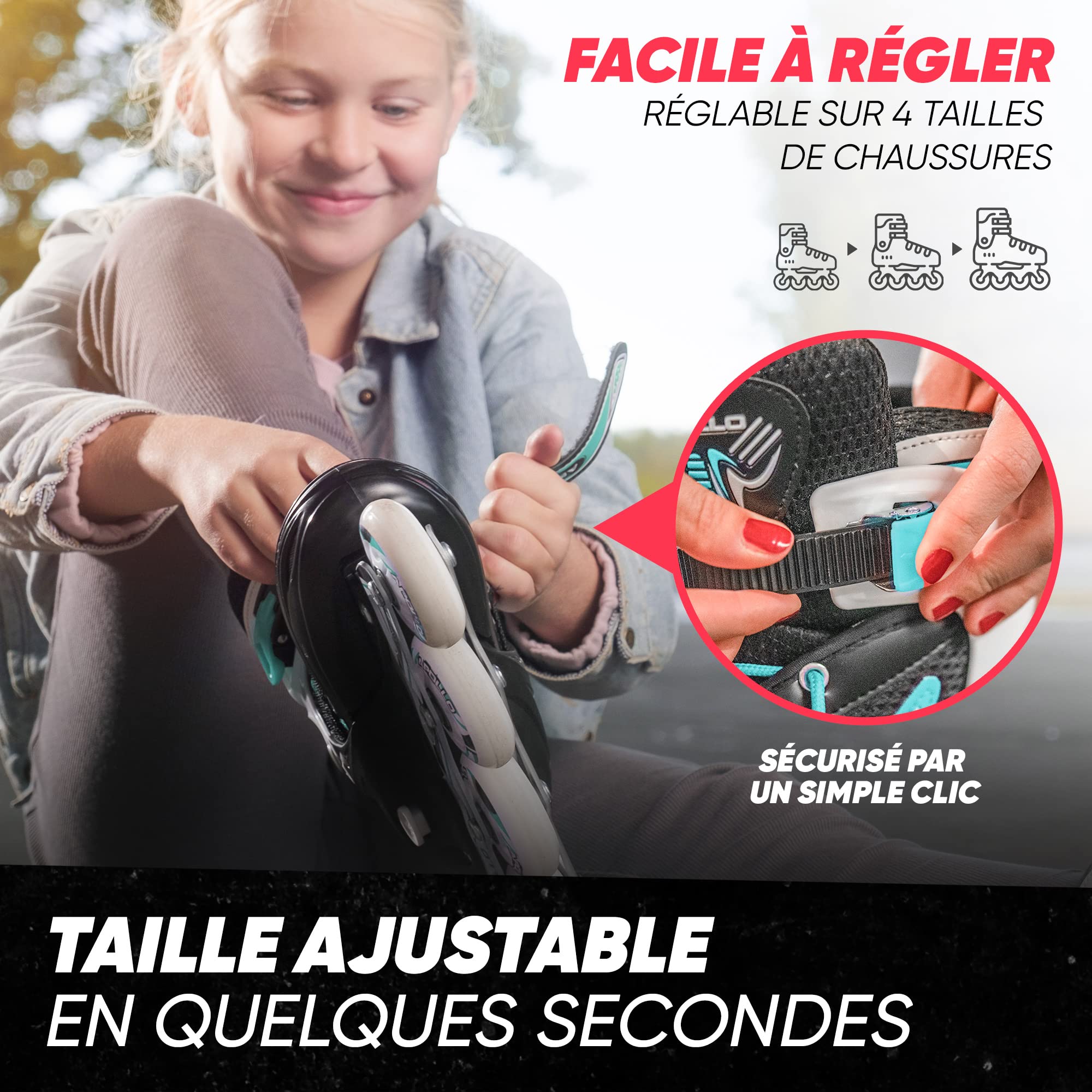 Apollo Super Blades X Pro, S, M, L, Roues LED illuminées Rollers pour Enfants idéals pour débutants, Patins à roulettes Confortables Patins Inline pour Filles et garçons - 3
