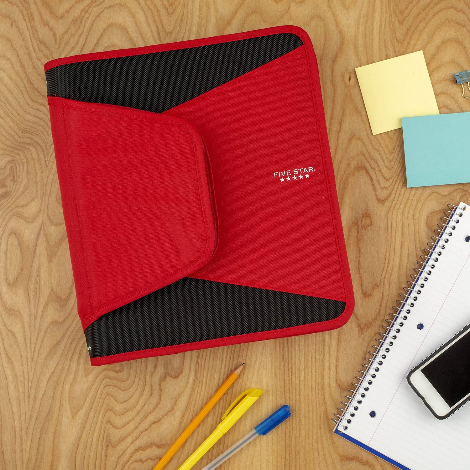 Five Star Zipper Binder, 11/2 Inch 3 Ring Binder, 3Pocket Expanding