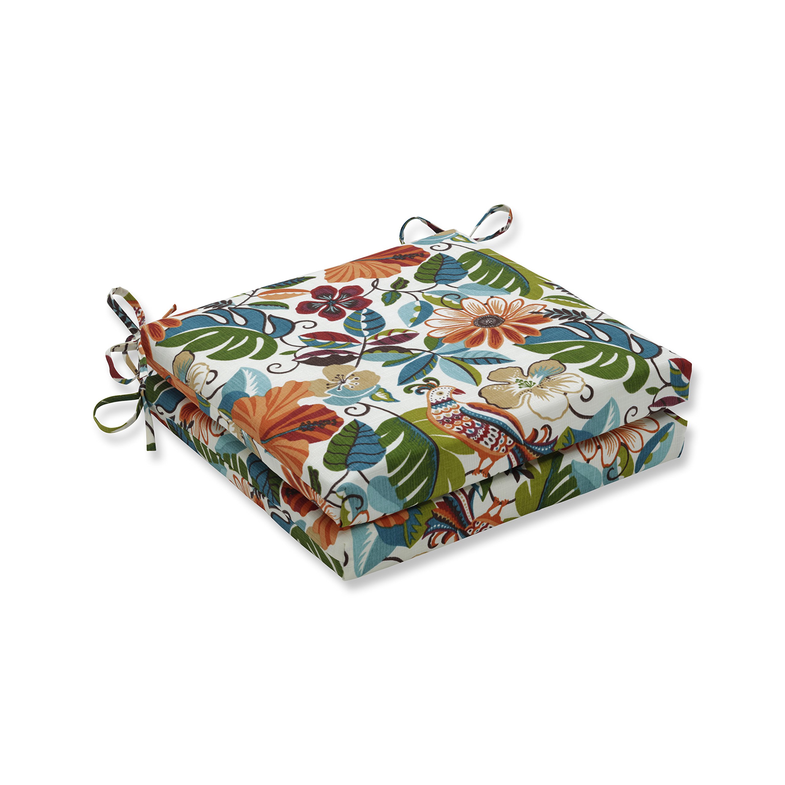 Pillow Perfect Cojines De Asiento De Esquina Cuadrados Para Exteriores/interiores, 20 X 20 Pulgadas, Color Azul Tortola Medianoche, 2 Unidades