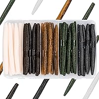 Vista 7 de Senko Worms Kit - Señuelos de pesca de plástico suave de 4"/5" con impregnación de sal para pesca de lubina