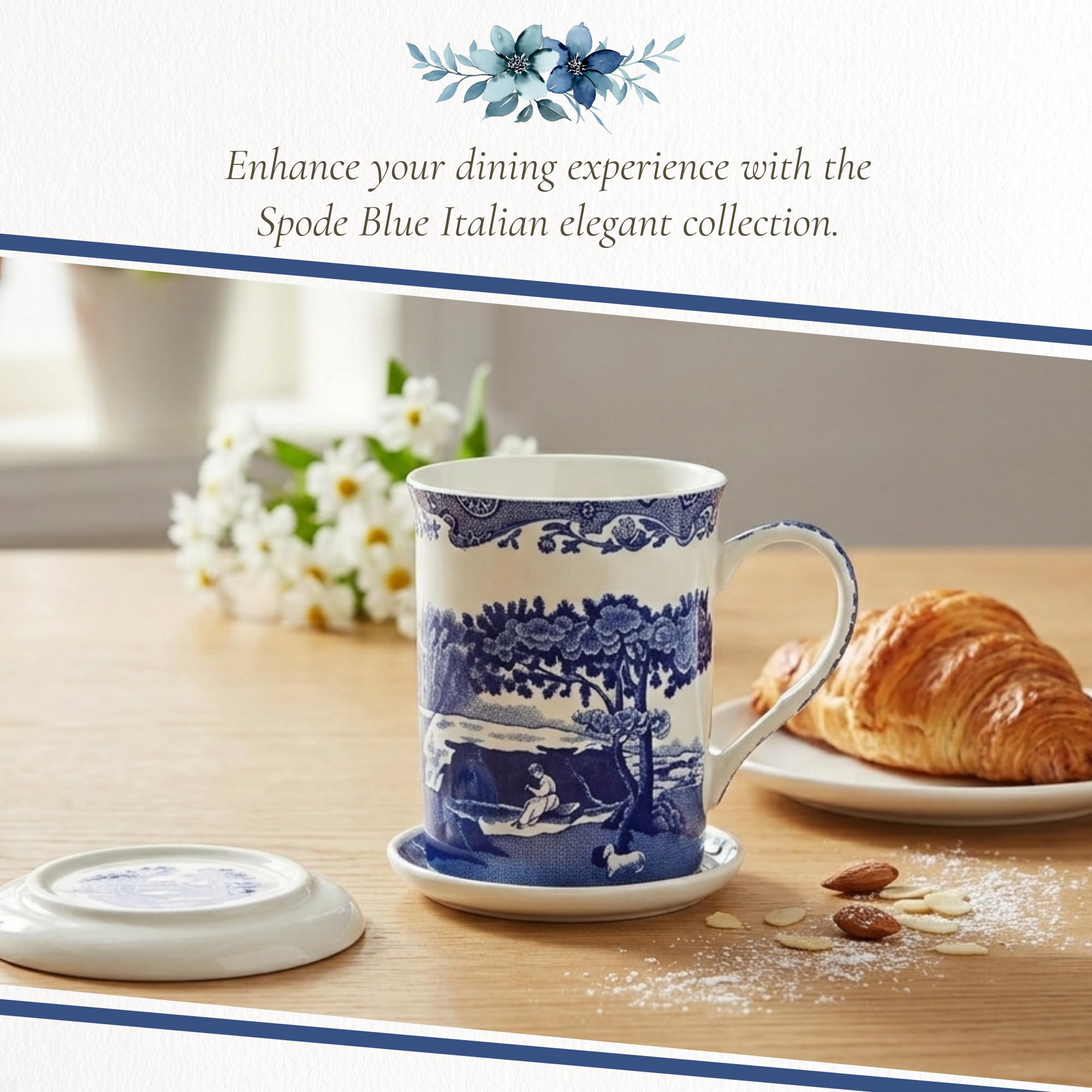 Amazon.co.jp: Spode Blue イタリアンマグ&コースターセット、12オンス