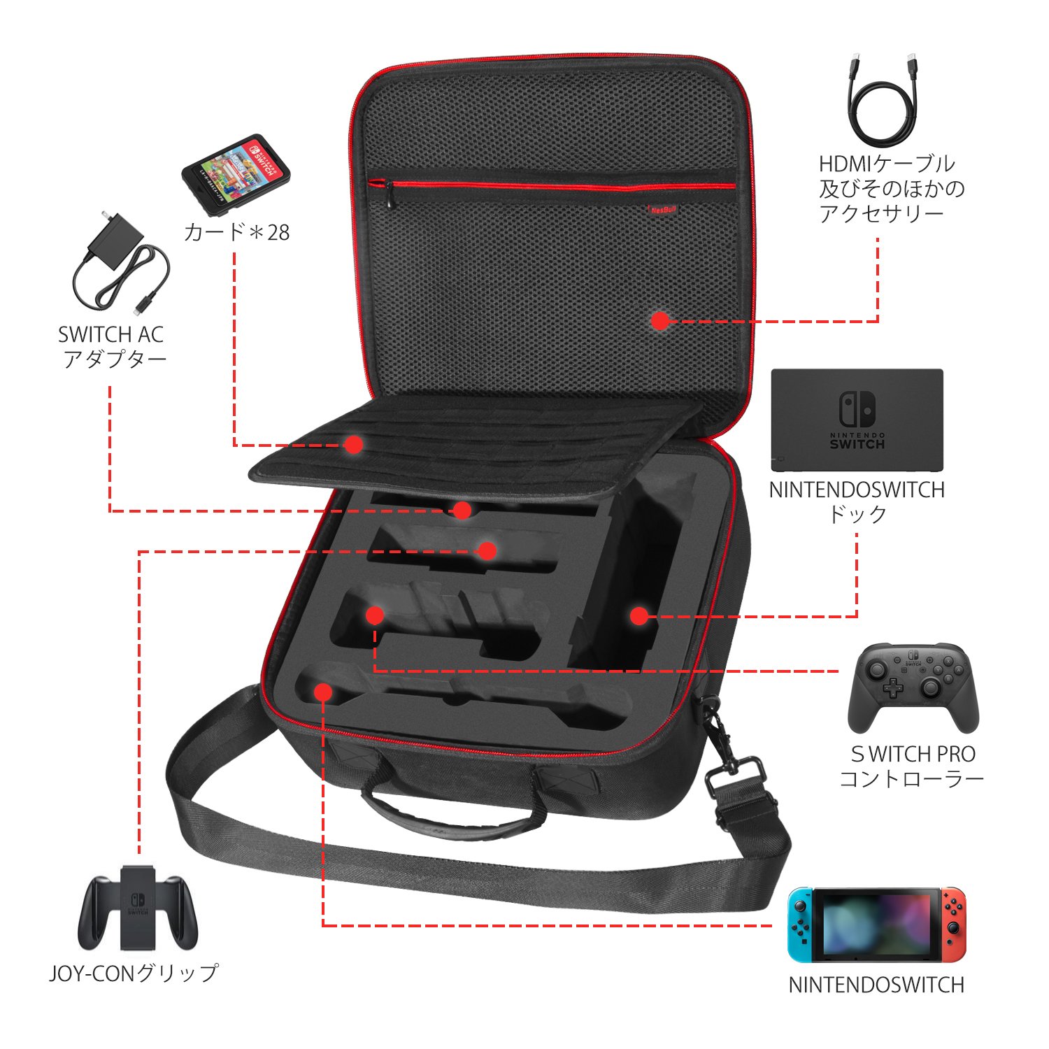 Amazon.co.jp: Nintendo Switch ケース 大容量-Nesbull 充電アダプター