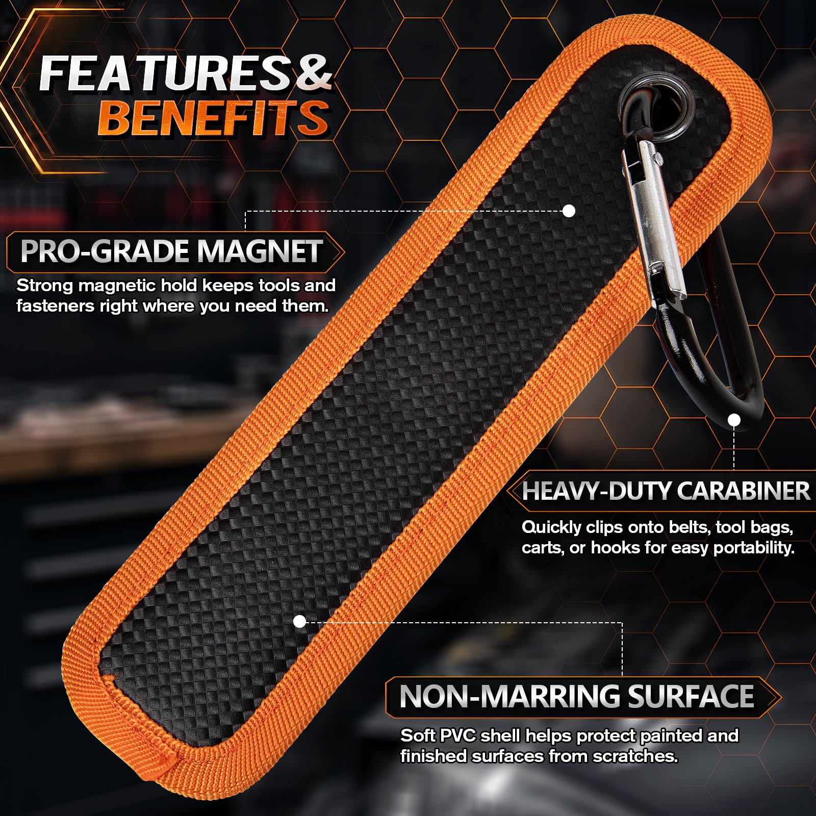 Magnetic Tool Pad with Carabiner Clip, Portable Magnetic Tool Mat for Mechanics, Heavy-Duty Rare Earth Magnet Holds Up to 10 lbs, Non-Marring PVC Magnetic Parts Holder for Wrenches, Bolts & Screws — Amazon image 6