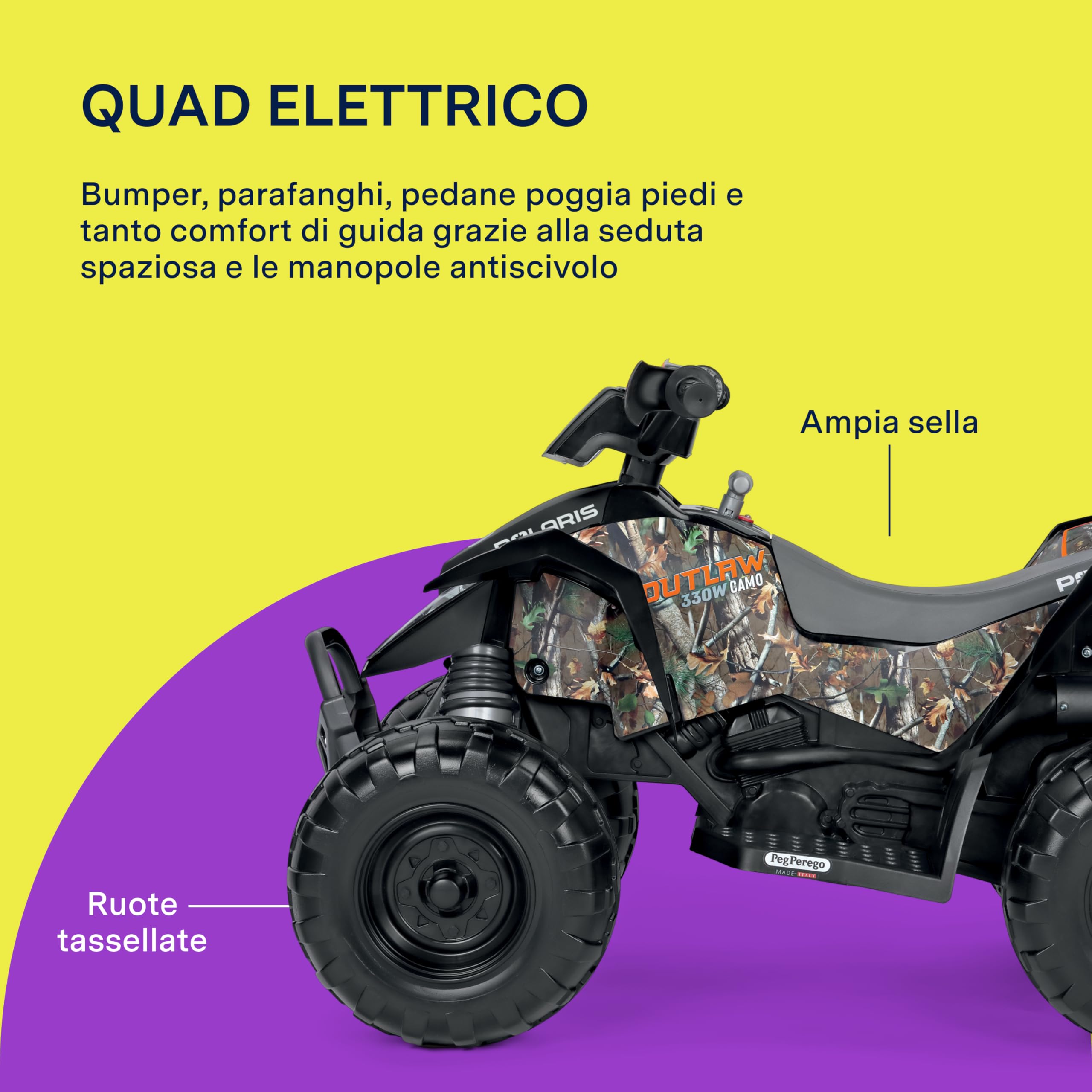Polaris Outlaw 330W Camo Quad Elettrico per Bambini 12V