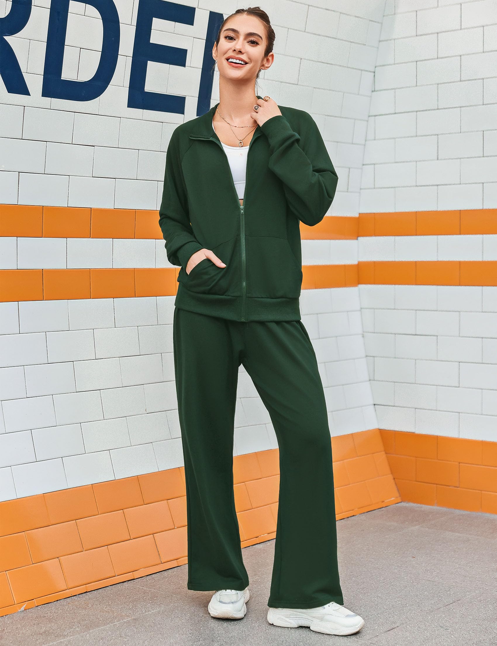 Terecey Tuta Sportiva Donna Completa 2 Pezzi Tuta Invernale Ginnastica Elegante Tute Ginnastica Felpata Casual Abbigliamento per Jogging Correre Fitness S-XXL