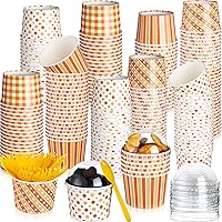 Vista 1 de Nosiny Juego de 180 vasos de papel desechables de otoño con tapas de cúpula y cucharas, 80 tazas de otoño de 9 onzas, 100 cucharas, tazas de postre