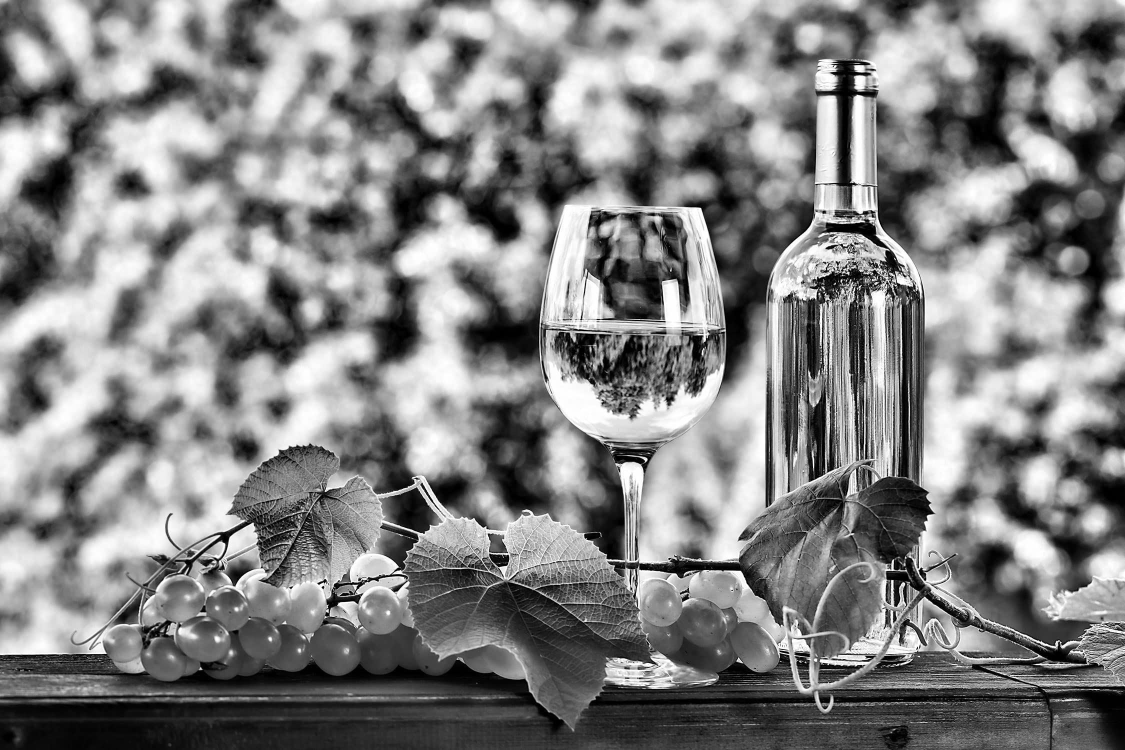 Pixxprint Glasbild, Wandbild aus Echtglas, Wein und Weintrauben, 100x70 cm, inkl. Aufhängung und Abstandshalter
