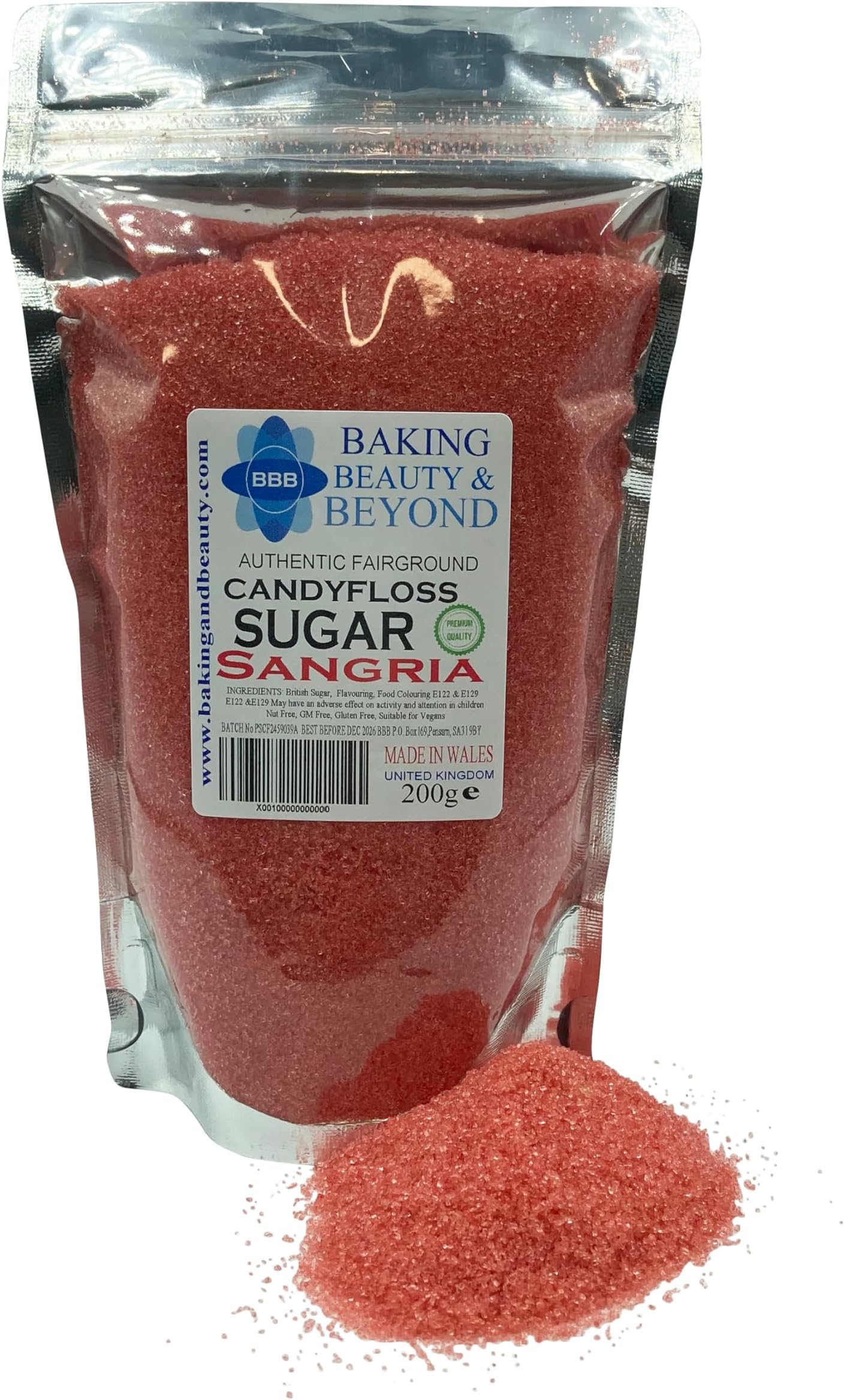 Baking Beauty and Beyond Premium Candy Floss Sugar 200g - Sangria Flavour
