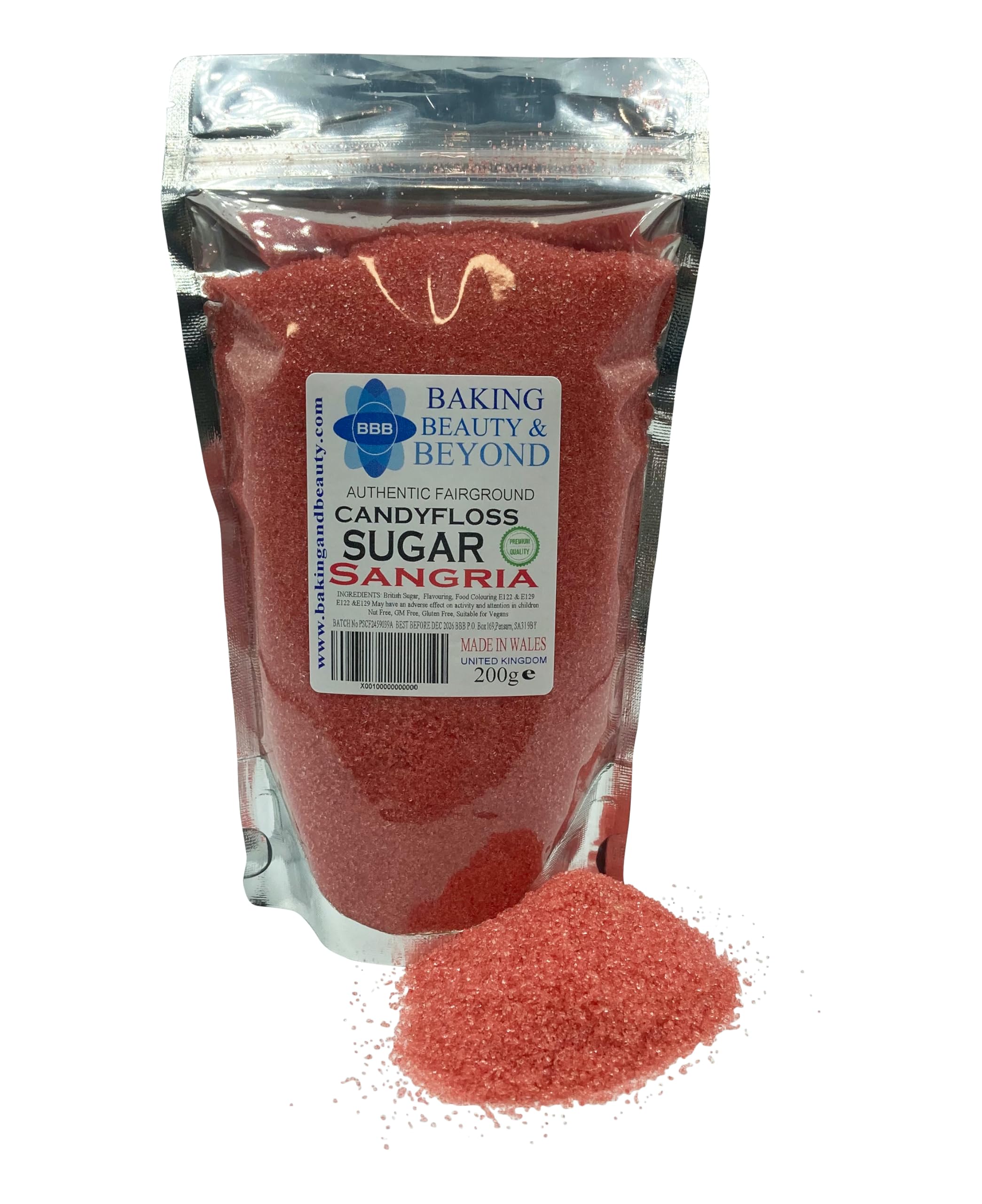 Baking Beauty and Beyond Premium Candy Floss Sugar 200g - Sangria Flavour