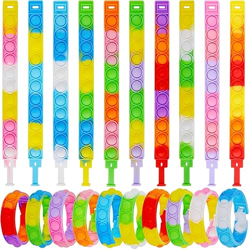 Joliyoou 36 pulseras de burbujas para niños, pulseras de amistad de silicona para niñas y niños, intercambio de regalos de felicitación escolar,
