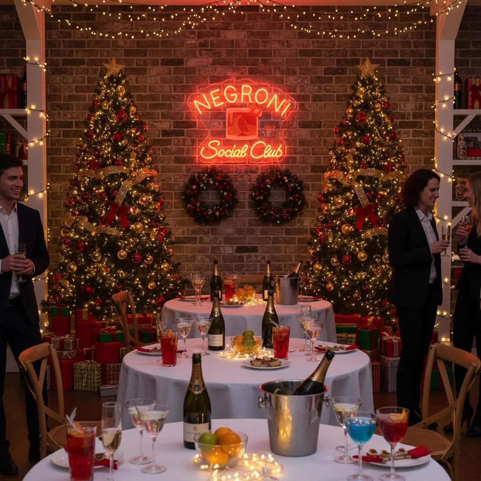 Negroni Social Club Targa LED Neon – Decorazione da parete retrò per cocktail per bar e home bar, regalo per gli amanti del Negroni e barkeeper