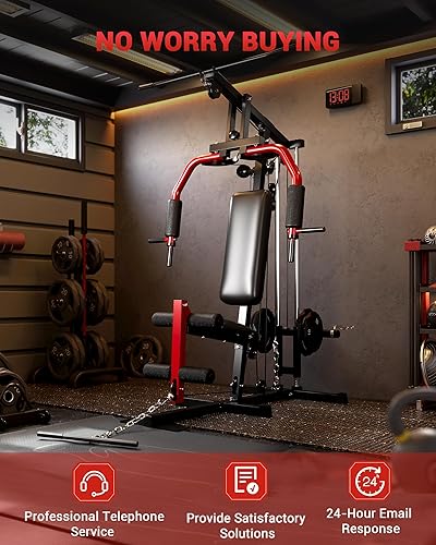 Miniatura 6 de Equipo de gimnasio en casa, máquina de pesas de entrenamiento con sistema de polea de cable, capacidad de peso de 400 libras, estación de ejercicio