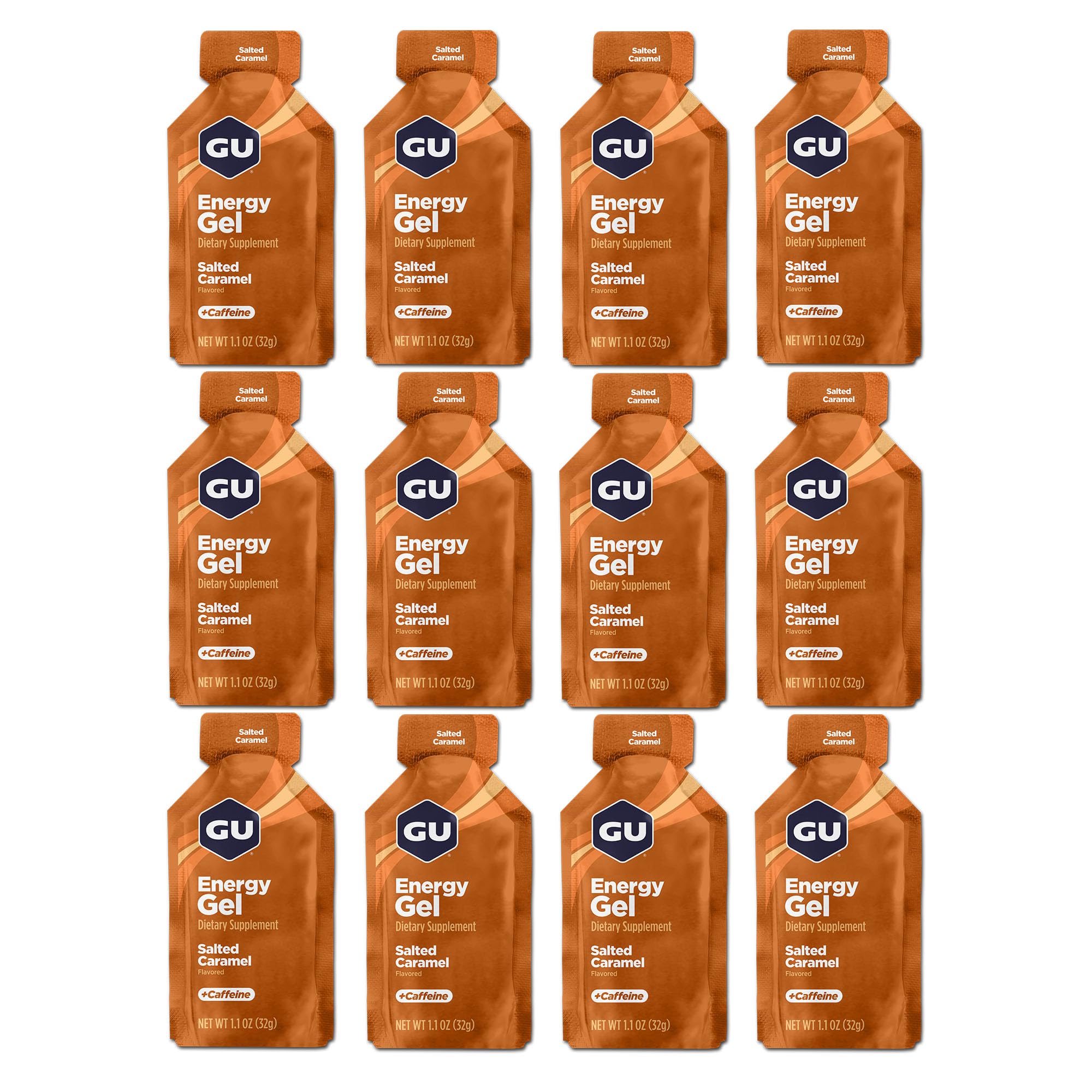 GU Energy Gel Vorteilspaket mit 12 Gels (12, Salted Caramel)