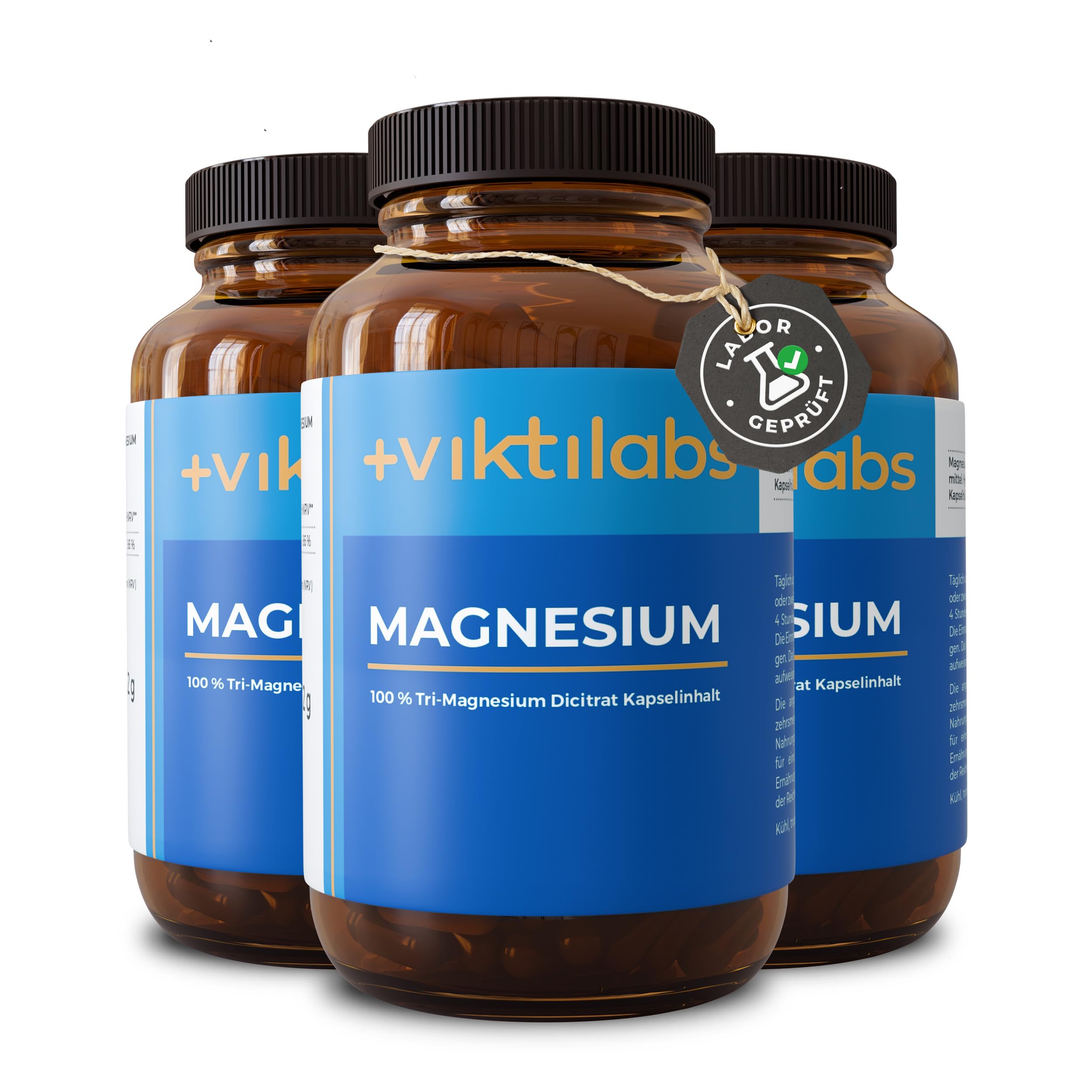Magnesium Tri-Magnesium Dicitrat - schnelle Aufnahme - optimale Dosierung | Hohe Bioverfügbarkeit - 321 mg Magnesium pro Tagesdosis - 4 Kapseln pro Tag - 120 vegane Kapseln - ohne Zusatzstoffe