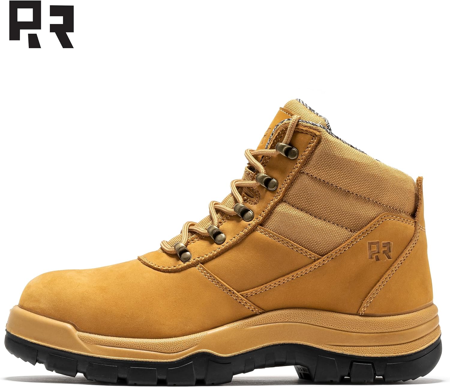 ROCKROOSTER 5 Inch Wheat Oxford Work Boots for men, Composite Toe ASTM F2413-18, EH, Slip Resistant, Side Zipper, EE Wide, Coolmax Comfort, Nubuck Leather Rubber Outsole - Image 2