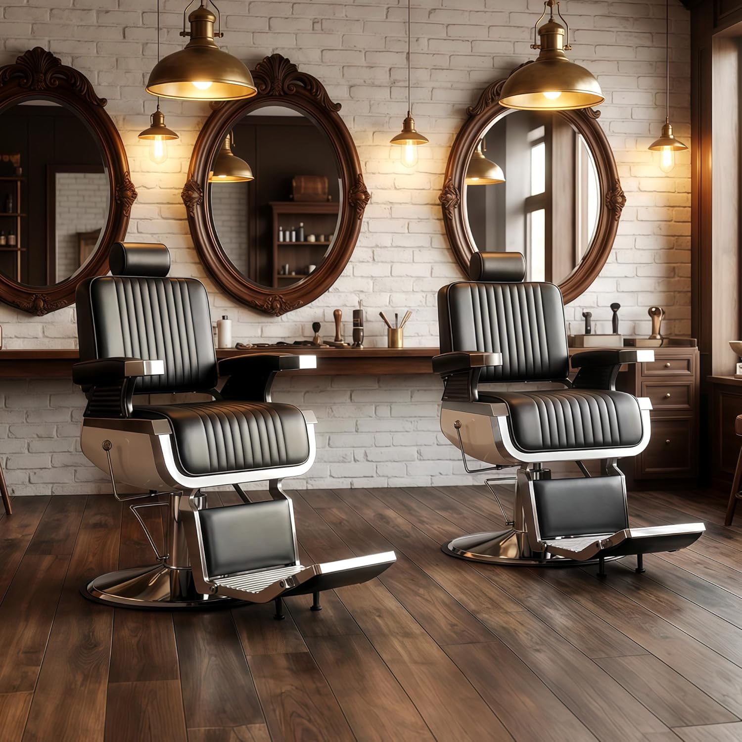 Barber Chairs Reclining for Barbershop, Black Salon Chair for Hair Stylist Heavy Duty with Footrest and Headrest, 360° Swivel All Purpose Shampoo Spa Beauty Tattoo Hydraulic Equipment