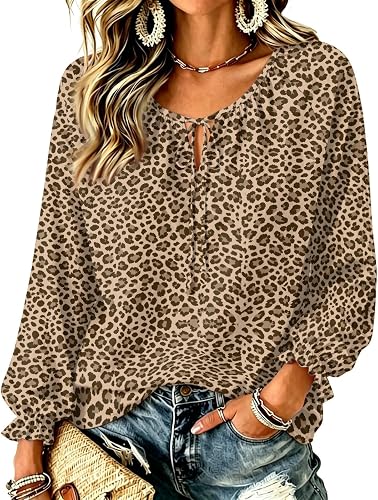 Camo Mock Neck Sweatshirt Women Leopard Print Fall Comfy Ove