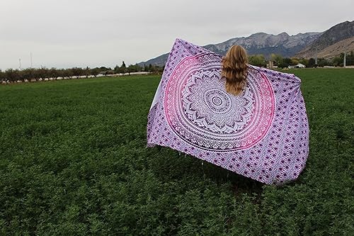 Vista 158 de Popular Handicrafts Tapestry Wall Hanging Hippie Ombre Mandala Bohemian HippyMetallic Shine Intricate Indian Tapestries Bedspread 84 x 90 Inches