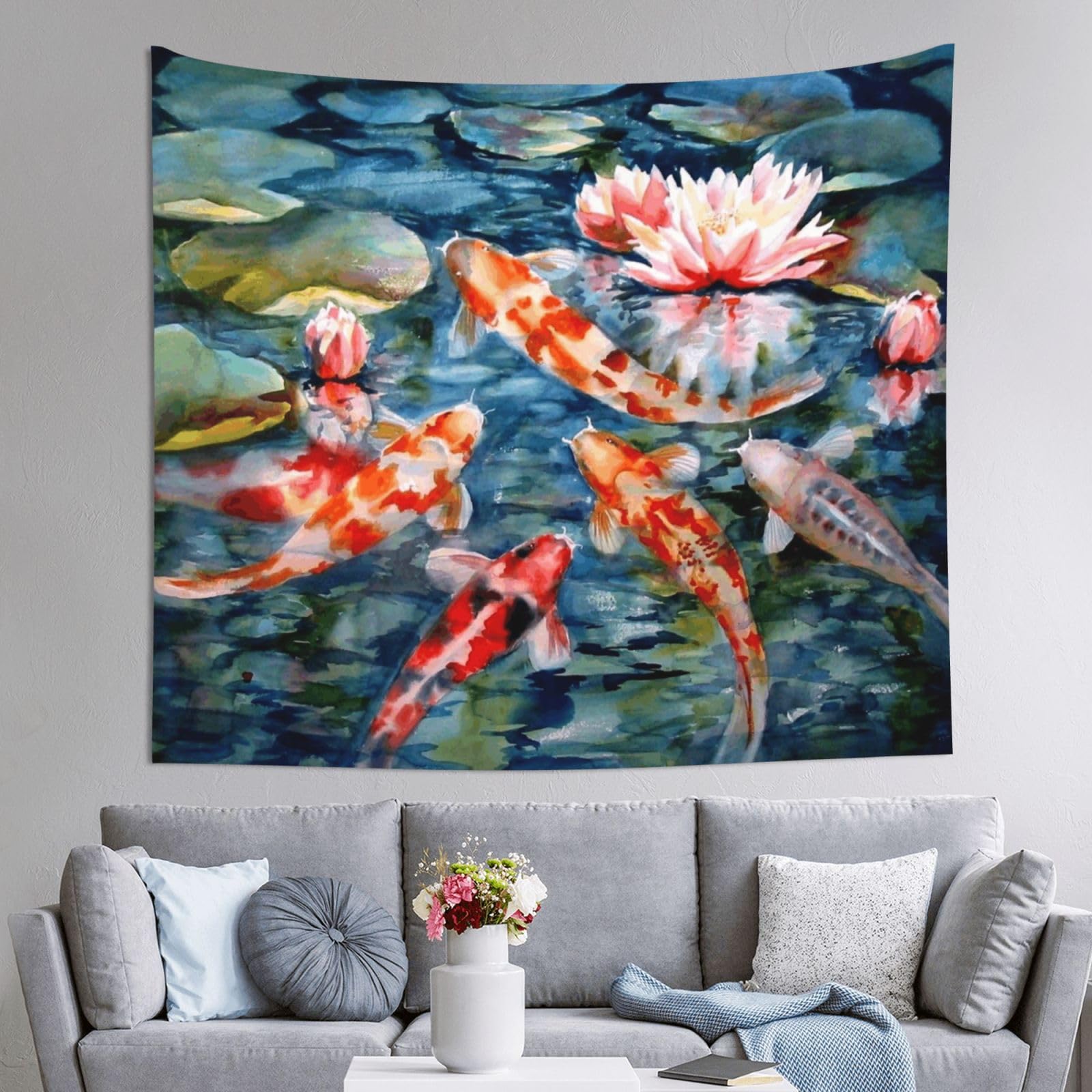 WKSGDSG Decoration Tapestry Wall Hanging For Bedroom, Fish, 152x130cm Dorm Decor, Lightweight Easy Hang Wall Art For Living Room, Aesthetic Tapestries For Outdoor, Ceiling, Doorway, Camping