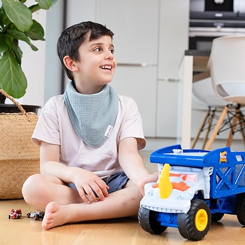 Miniatura 9 de Baberos tipo bandana con 3 baberos impermeables de algodón orgánico para adultos y niños, broches ajustables Café con leche,Azul (Marine),Rosa todo