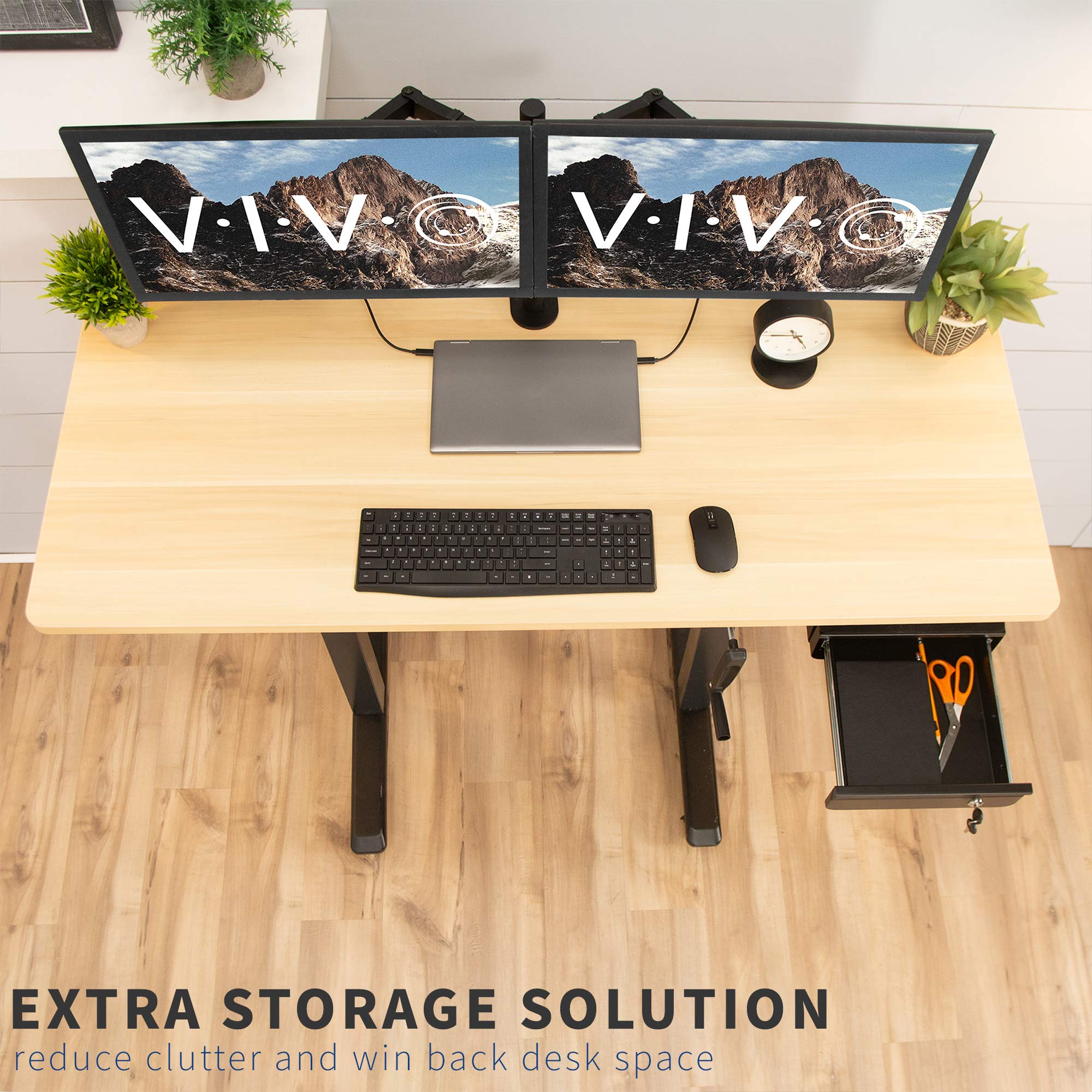 VIVO Cassetto estraibile per scrivania da 33 cm, per scrivania da ufficio, organizer scorrevole con serratura per postazione di lavoro seduta, nero, DESK-AC03L-B
