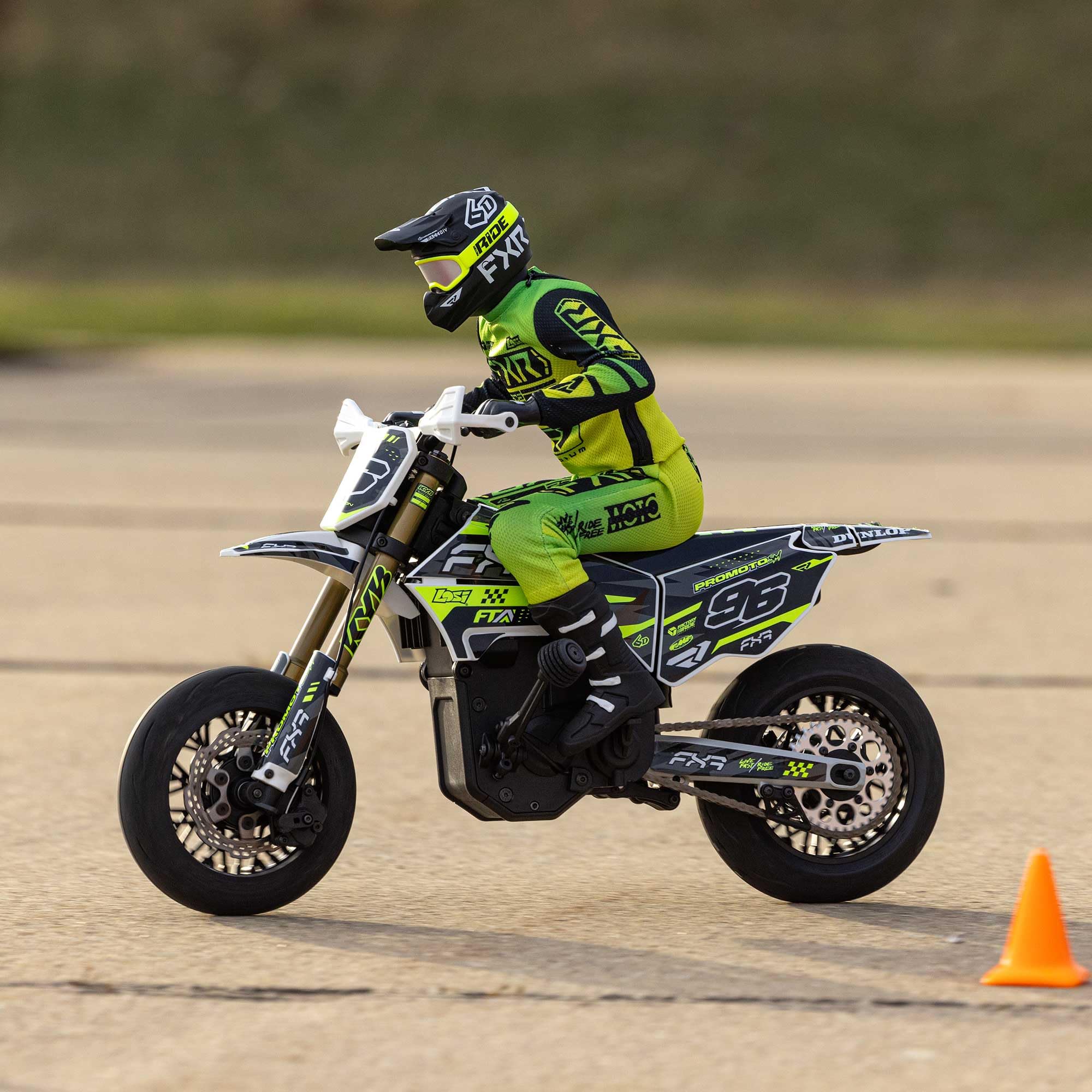 LOSI 1/4 Promoto-SM FXR Supermoto Moto telecomandata RTR con volano Stabi Ammortizzatore 3 modalità di guida senza spazzole trasmissione a catena frizione inclusa batteria e caricatore