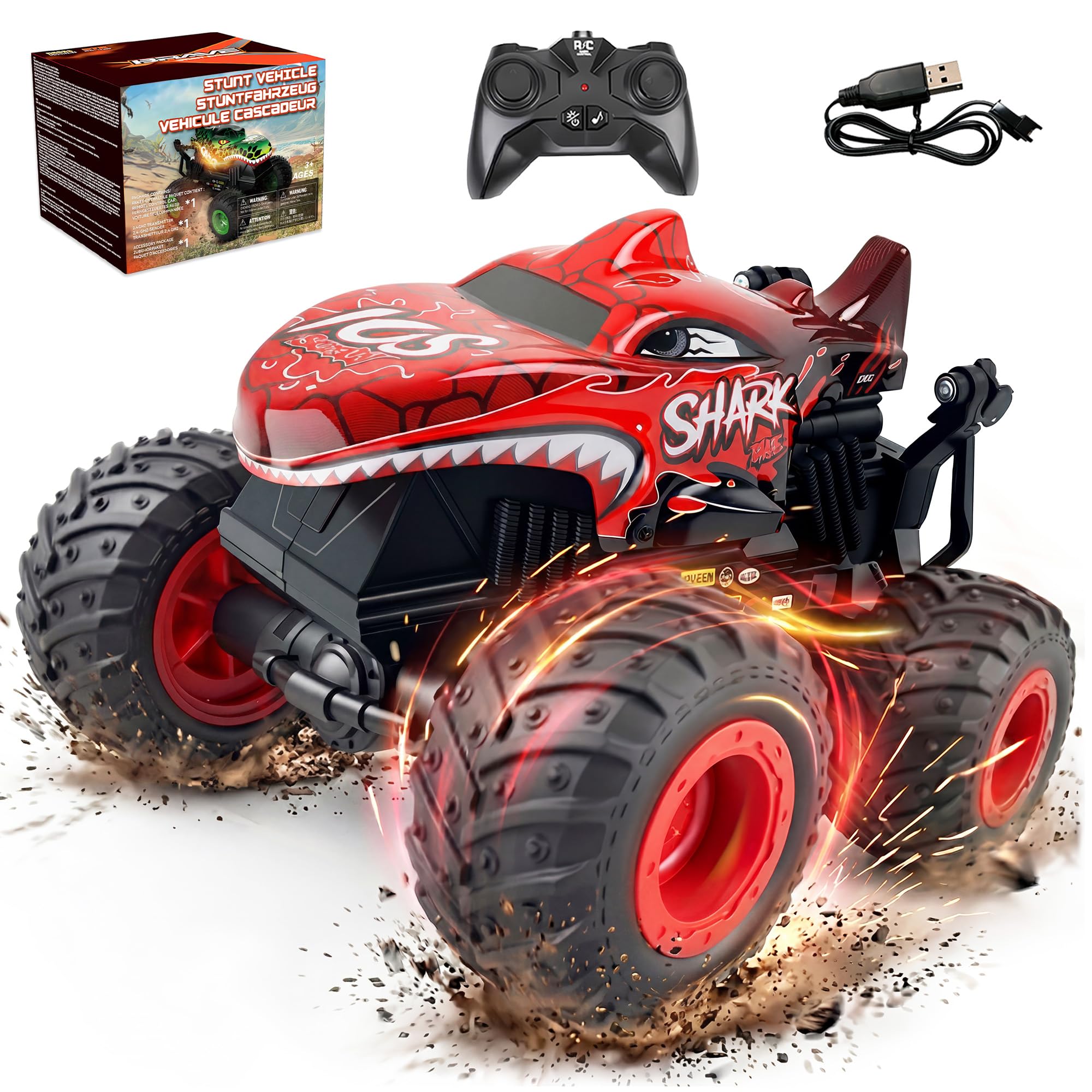 BEZGAR Monster Truck Toys, Remote Control Monster Truck with Dancing Spins, Lights & Musi…