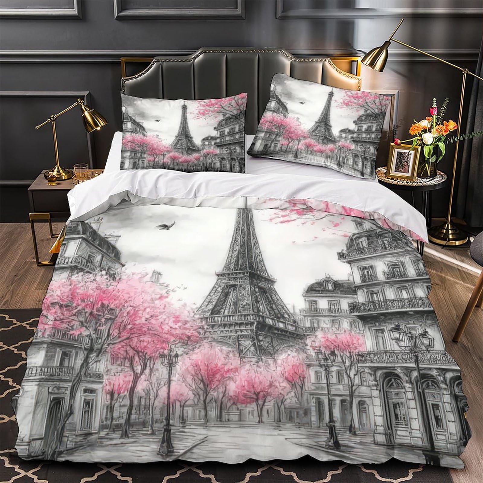 Housse de couette panda 200x200 parure de lit microfibre lit double dessin animé pour fille