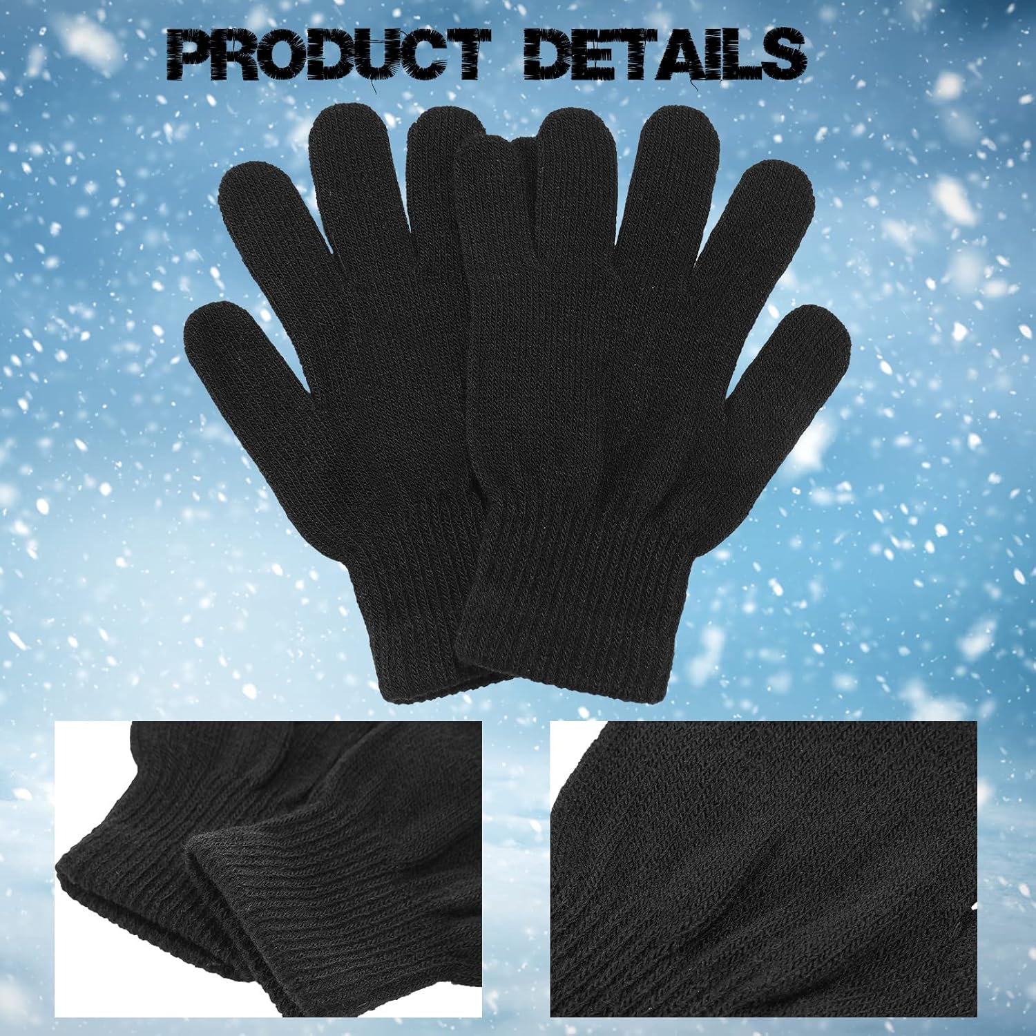 Seematn 50 Pairs Bulk Winter Magic Gloves, Thick Knitted Winter Warm Gloves for Adult Men Women Homeless Unisex