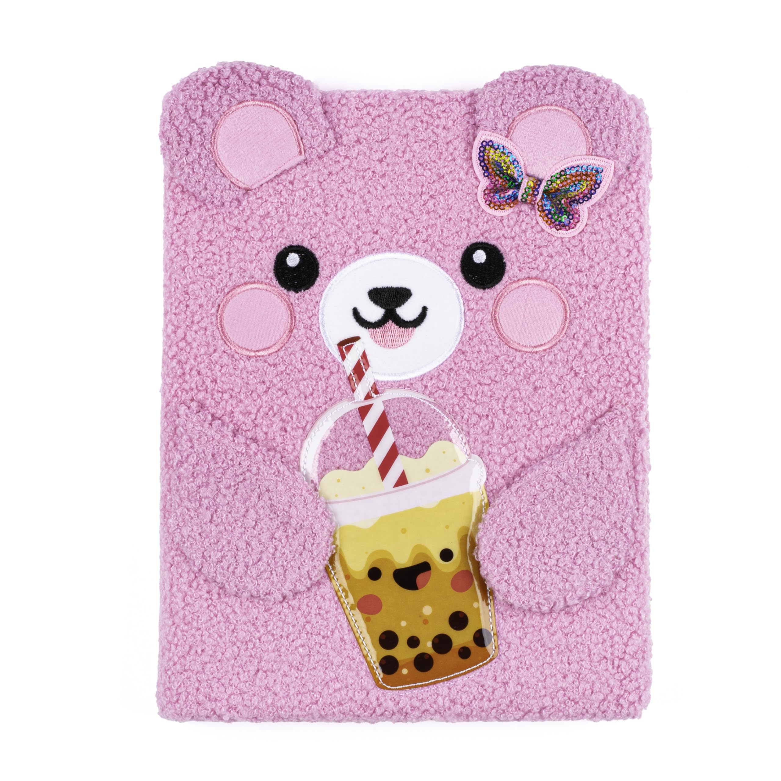 VOTUM Fuzzy Sketch Book: Personalized Artist Sketchbook: Sketching, Drawing and Creative Doodling. Notebook and Sketchbook to Draw and Journal (Pink Bear)