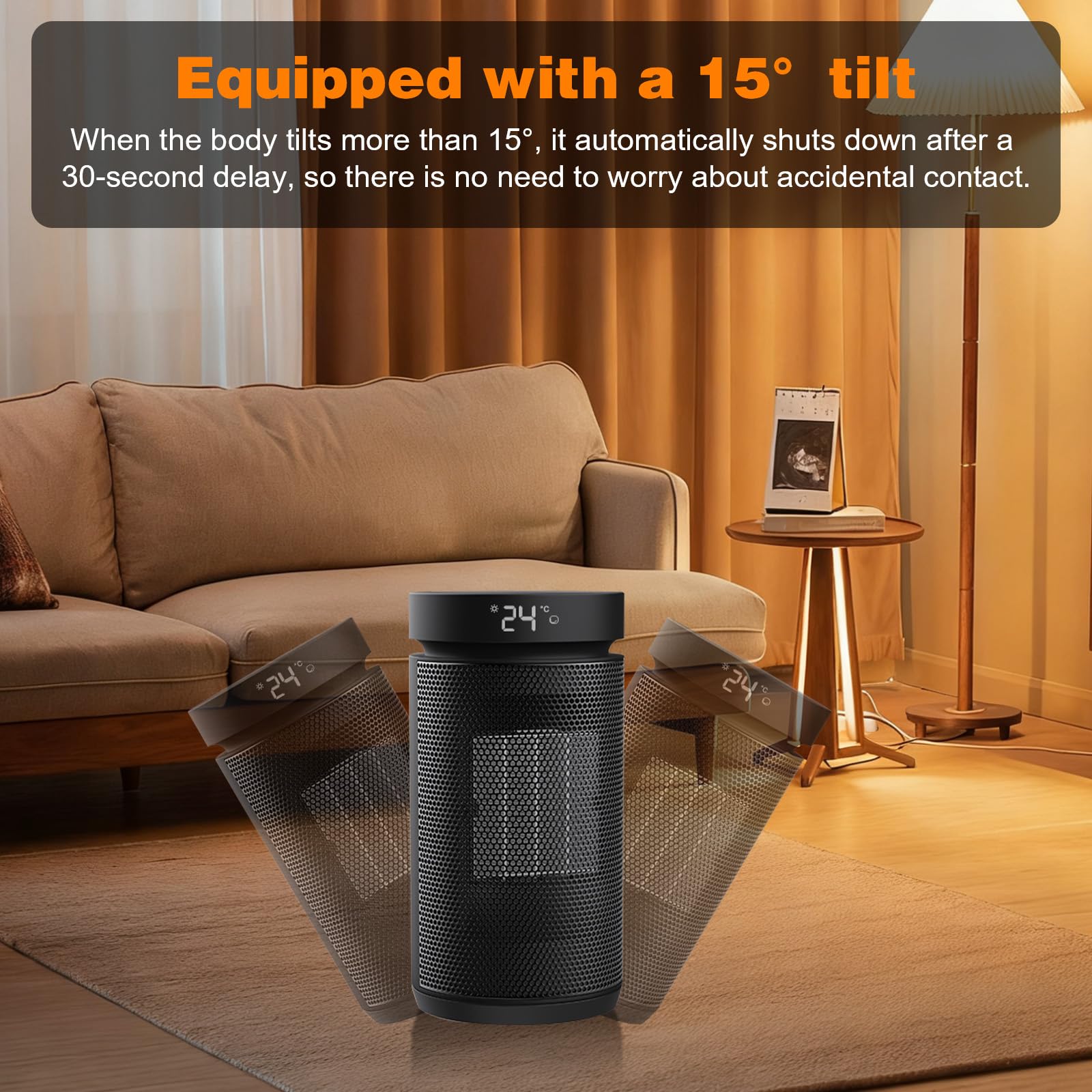 Heizlüfter 2000W，PTC Keramik Heizlüfter Energiesparend Leise mit ECO Modus,4 Heizmodi mit 70 ° Oszillation,12 Stunden-Timer, Fernbedienung, Überhitzungs und Kippschutz