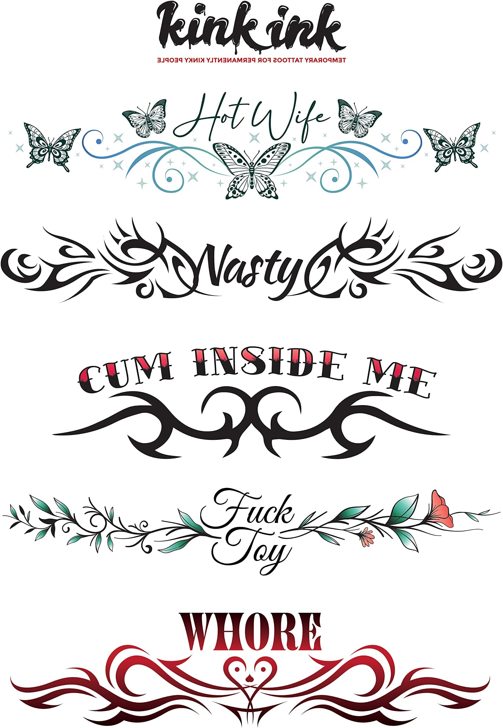 5 Large Sexy Naughty Temporary Tattoos for Women Ladies - Adult Fun for Lower Back Legs Arms Stomach