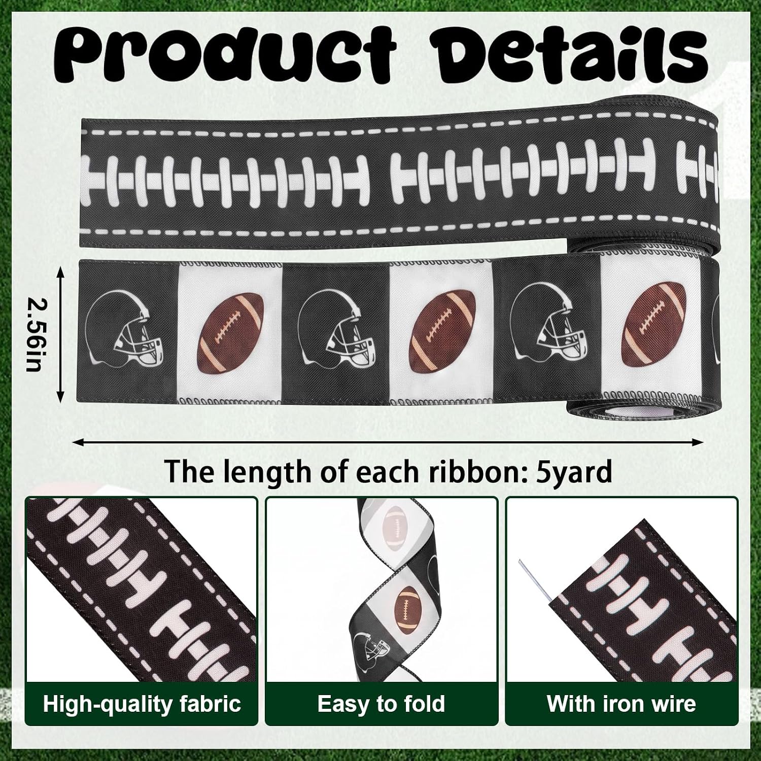 2 Rolls American Football Burlap Fabric Ribbon for Home Party Decor image 2