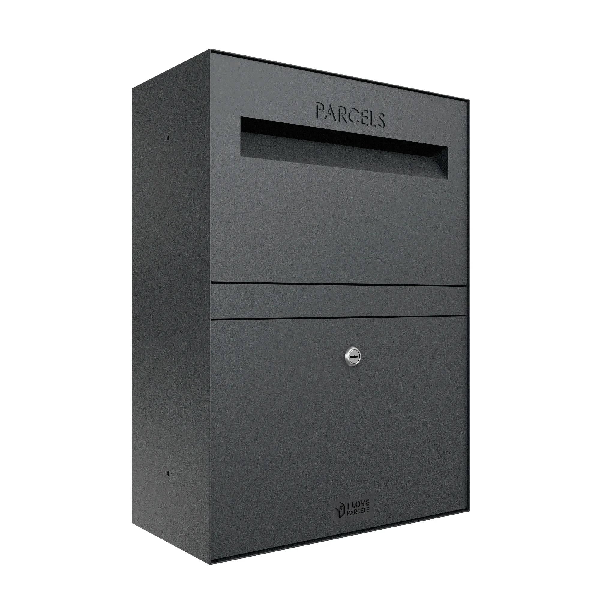 Iloveparcels Anthracite Rome Premium Large Parcel Letter Drop Box, Waterproof Safe & Secure Delivery Parcel Box Outdoor, Storage Mail Delivery Box, Post & Letterbox With Key Lock Wall Mounted Ral 7016