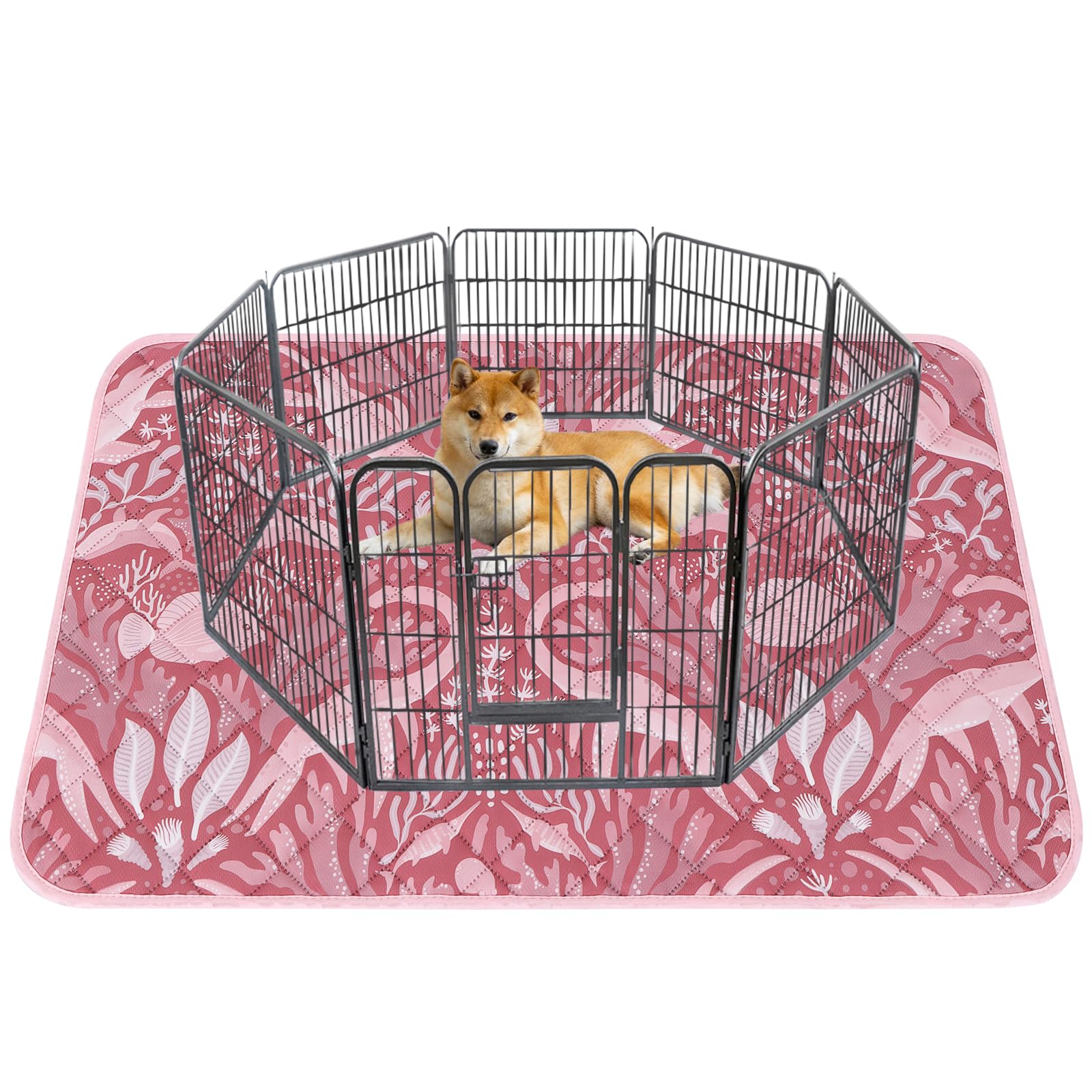BVAGSS Washable Pee Pads for Dogs, 1 Pack Reusable Leakproof Puppy Wee Wee Pad, Non-Slip Waterproof Pet Training Pads, Super Absorbent Whelping Pads XH081 (Dino Pink, 48X48 Inch (Pack of 1))