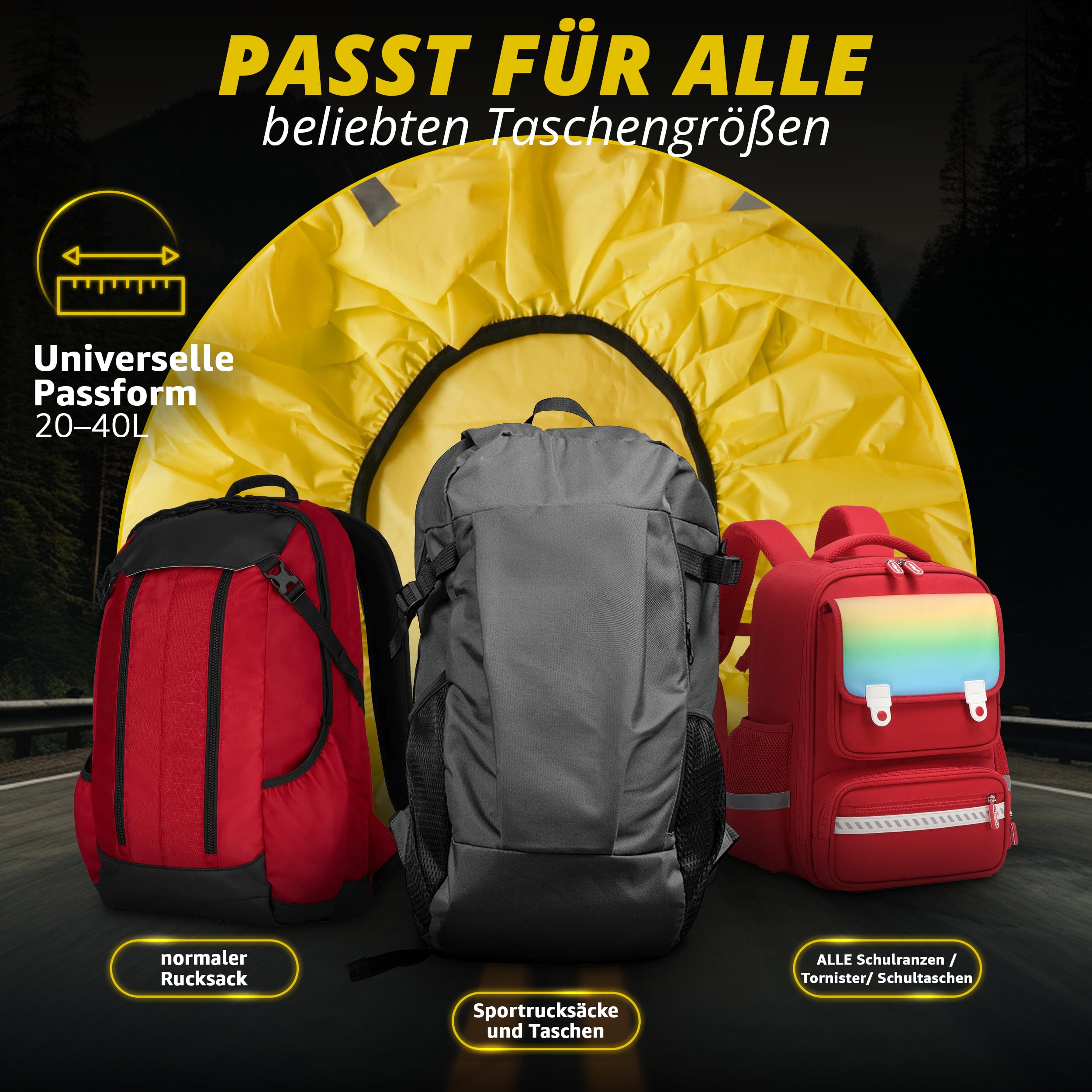 Weatherman, Protector de Lluvia para Carpetas y Mochilas, Color neón, con Goma elástica, Funda de Seguridad Impermeable