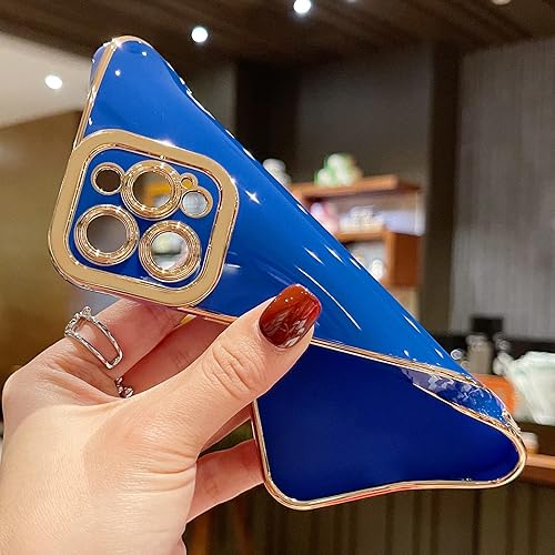 Miniatura 7 de Lafunda Funda compatible con iPhone 12 Pro Max, bonita funda de lujo chapada para mujer, con ribete dorado, estética, femenina, protección completa