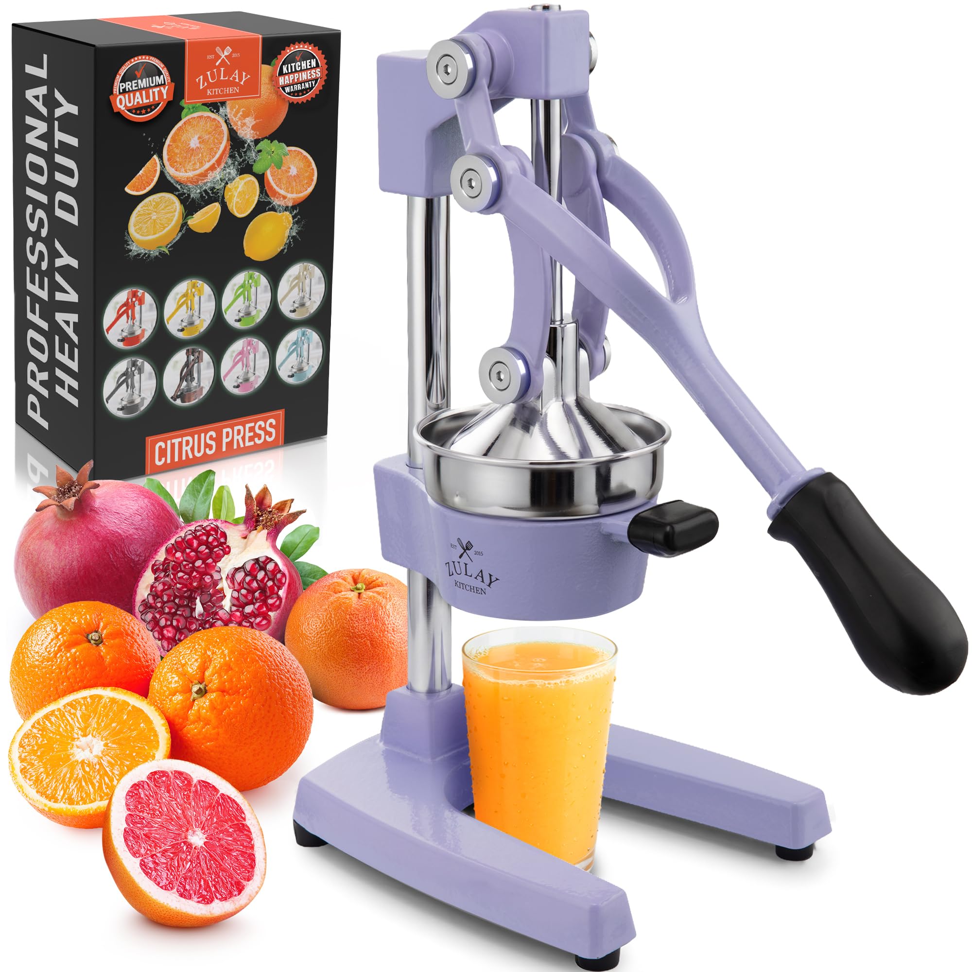 Zulay Kitchen Cast Iron Juicer, Orange Manual Juicer, Citrus Press, Violet