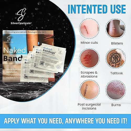 Miniatura 3 de Naked Bandage - Mantiene los cortes de raspaduras, quemaduras y tatuajes húmedos, transpirable y transparente, monitorea la curación, eliminación