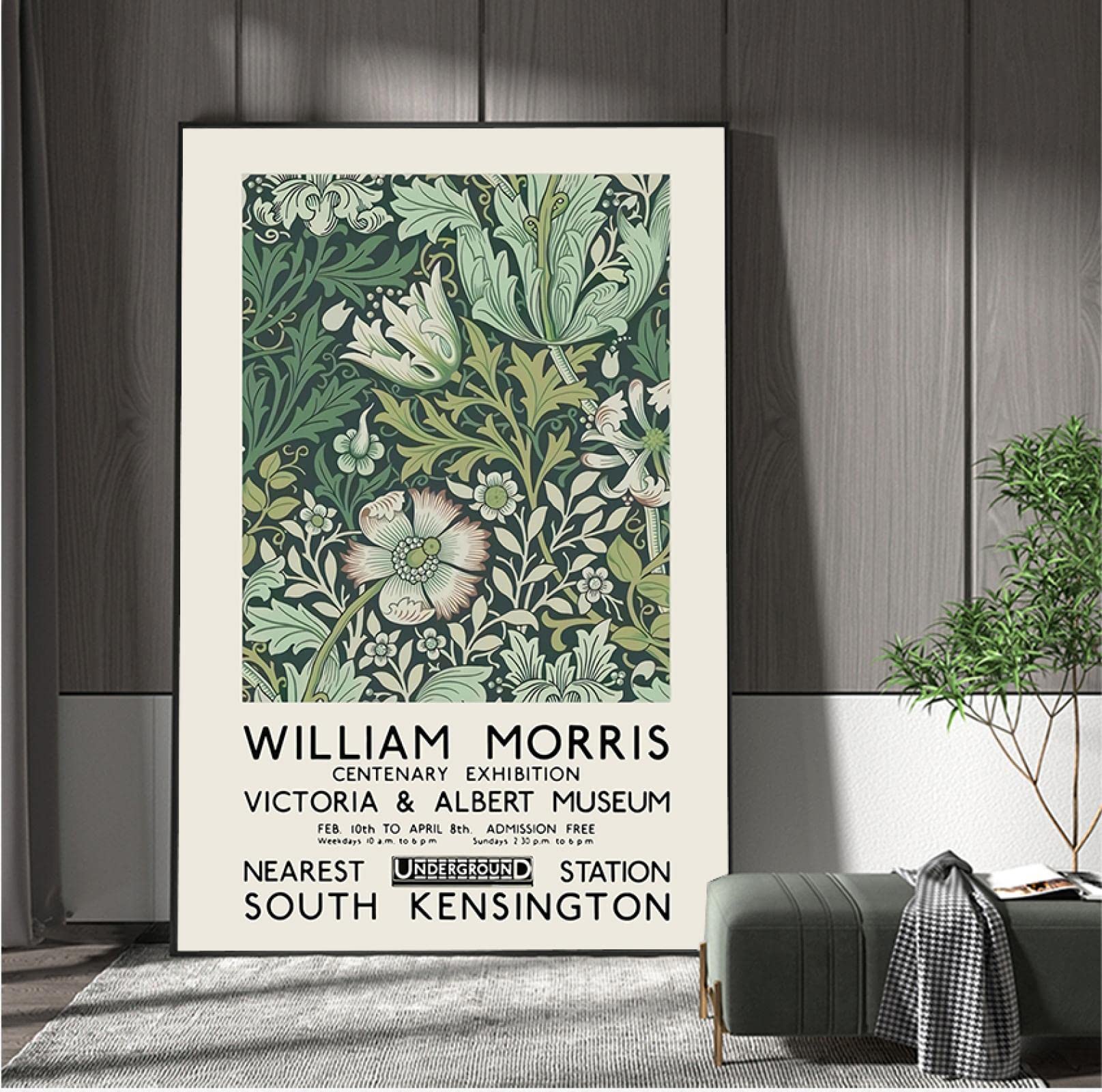 LINKGIN Home Poster della mostra del museo con incorniciato London Underground Art Nouveau Painting William Morris Canvas Print Wall Decor 60x40cm Cornice interna