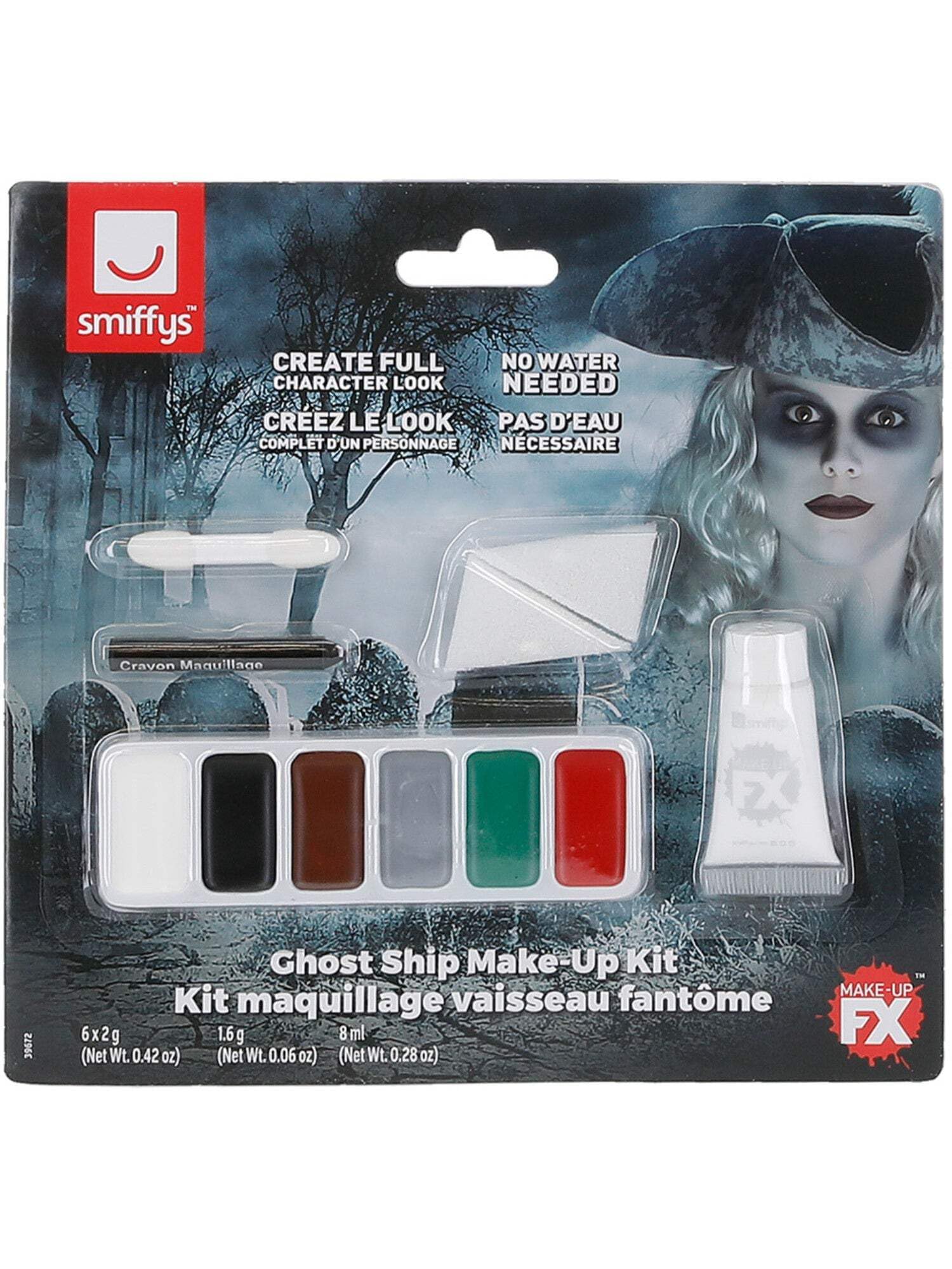 Smiffys Men's Grey, White Ghost Ship Make Up Kit