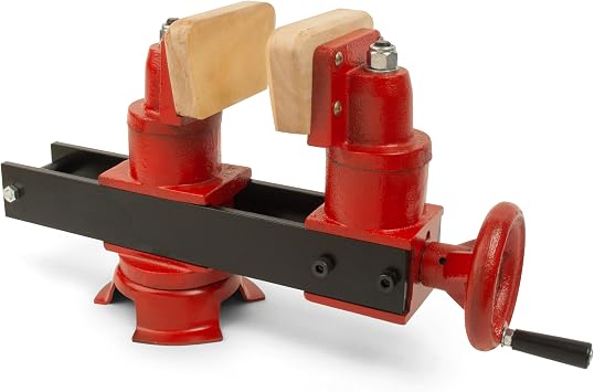 StewMac Guitar Repair Vise with Neck Protectors, 360 Degree | Rotating Swivel Jaws with Fast-Crank Handwheel and Urethane-Protected Hardwood Jaws, Luthier Repair Vise